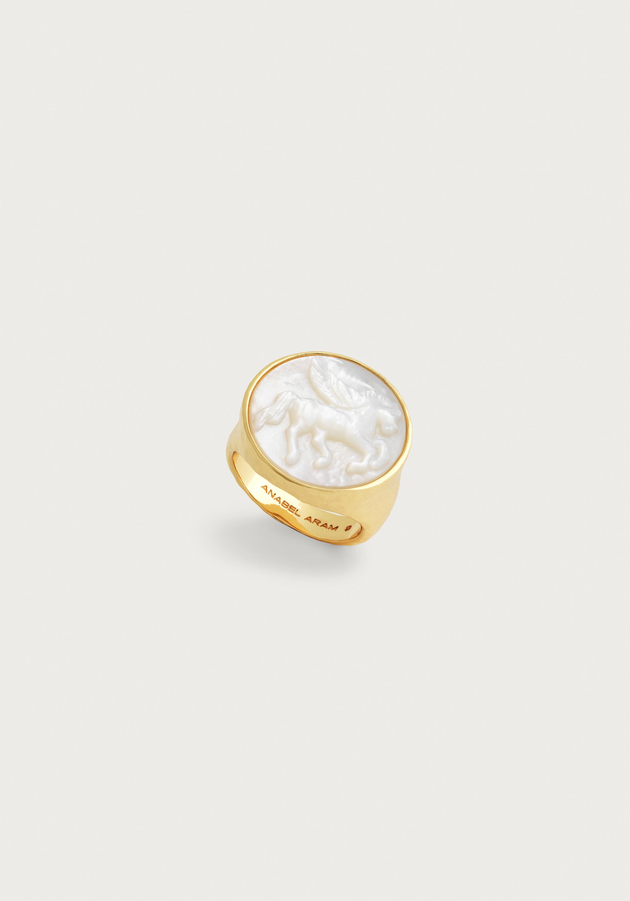 Pegasus Pearl Coin Signet Ring