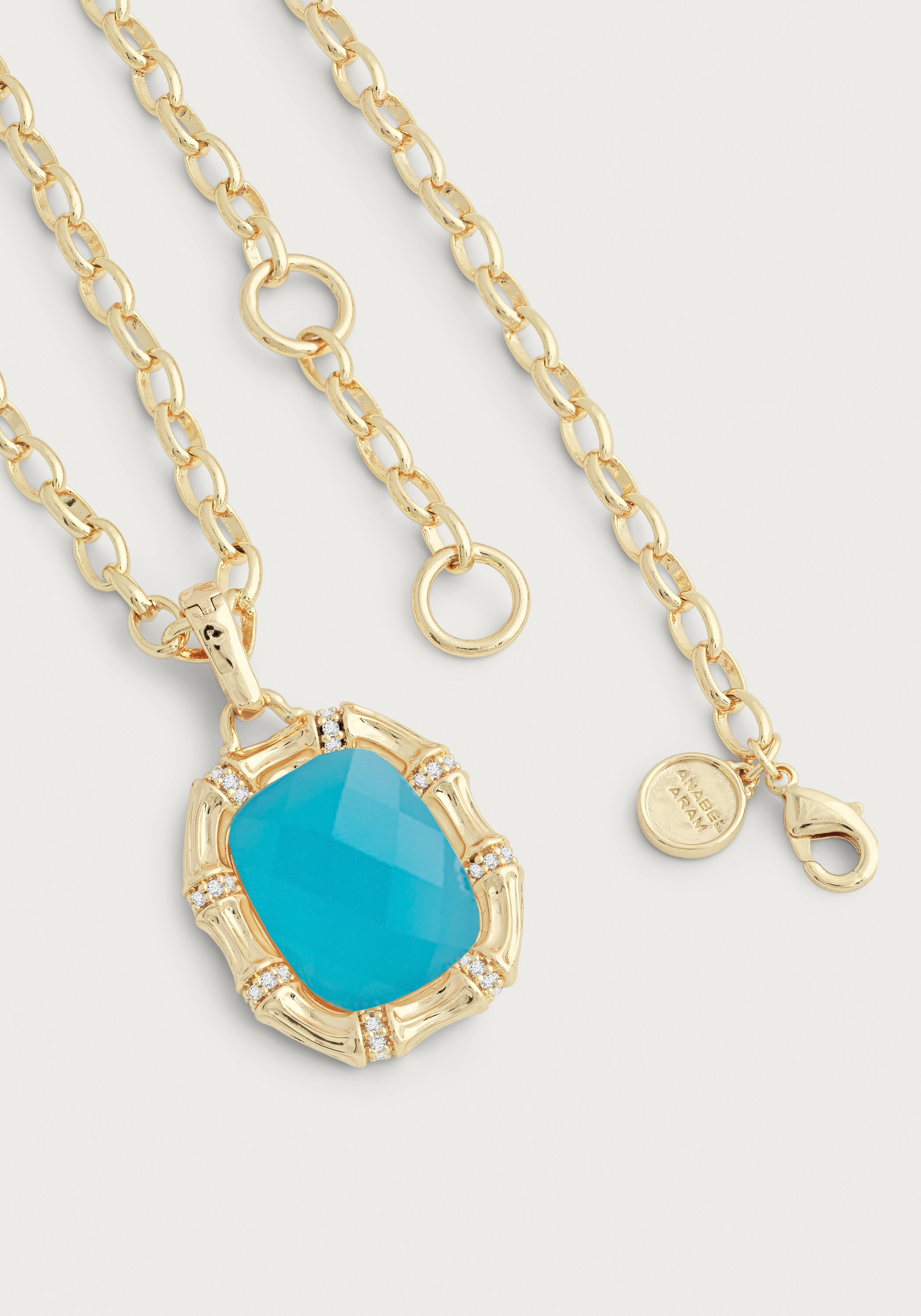 Bamboo With Stone Pendant Necklace - Gemstones