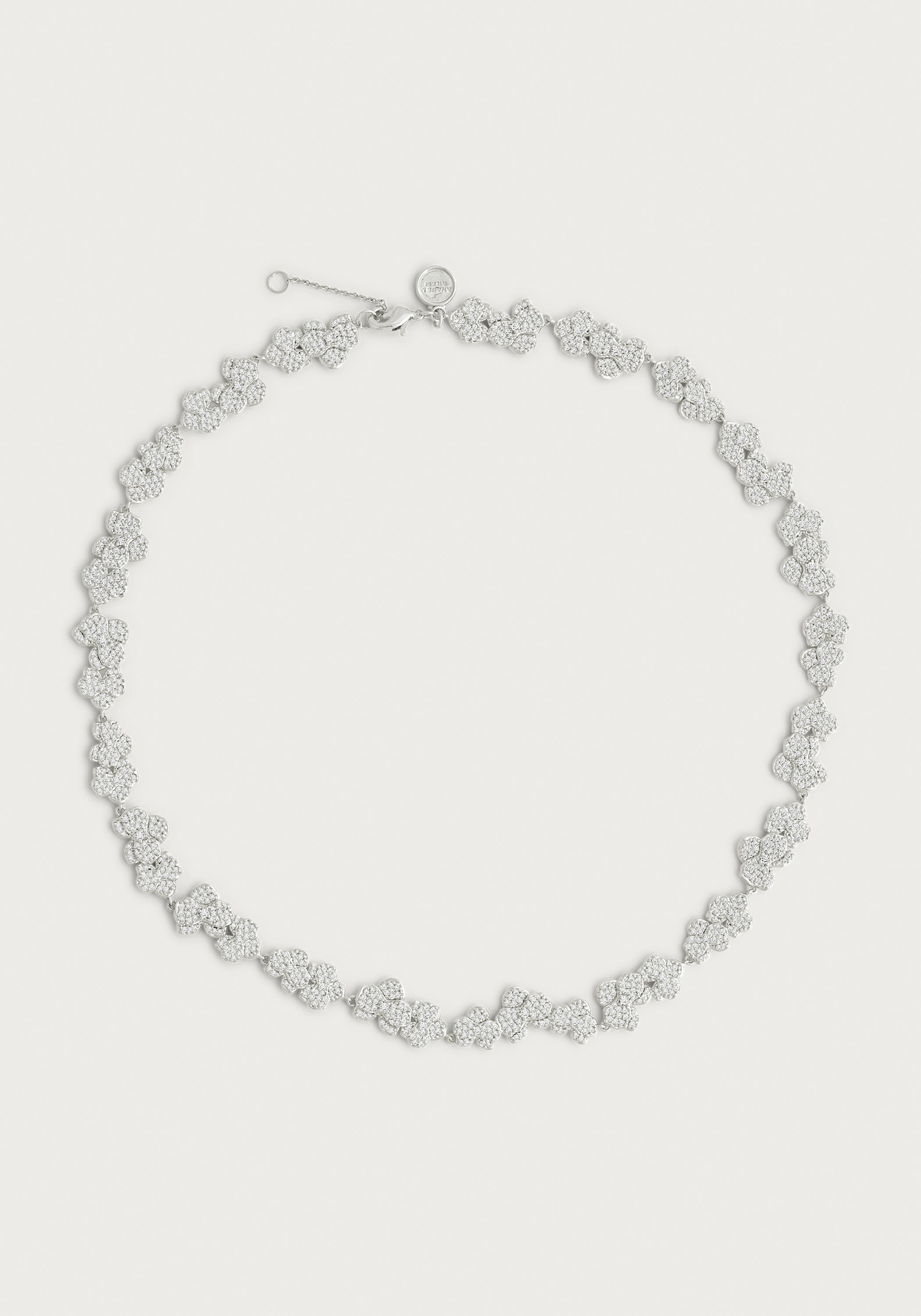 Orchid White Pavé Necklace, Silver