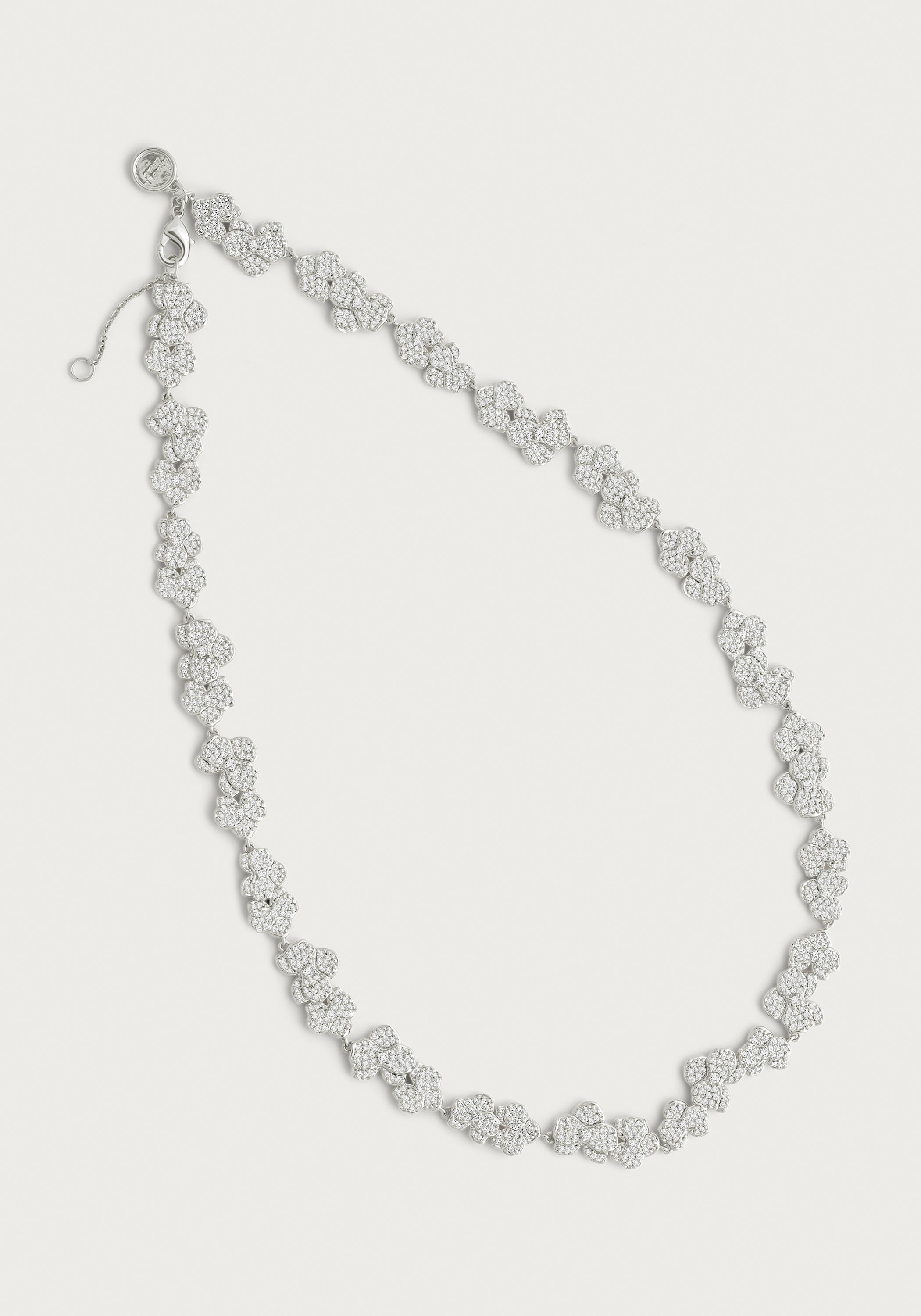 Orchid White Pavé Necklace, Silver