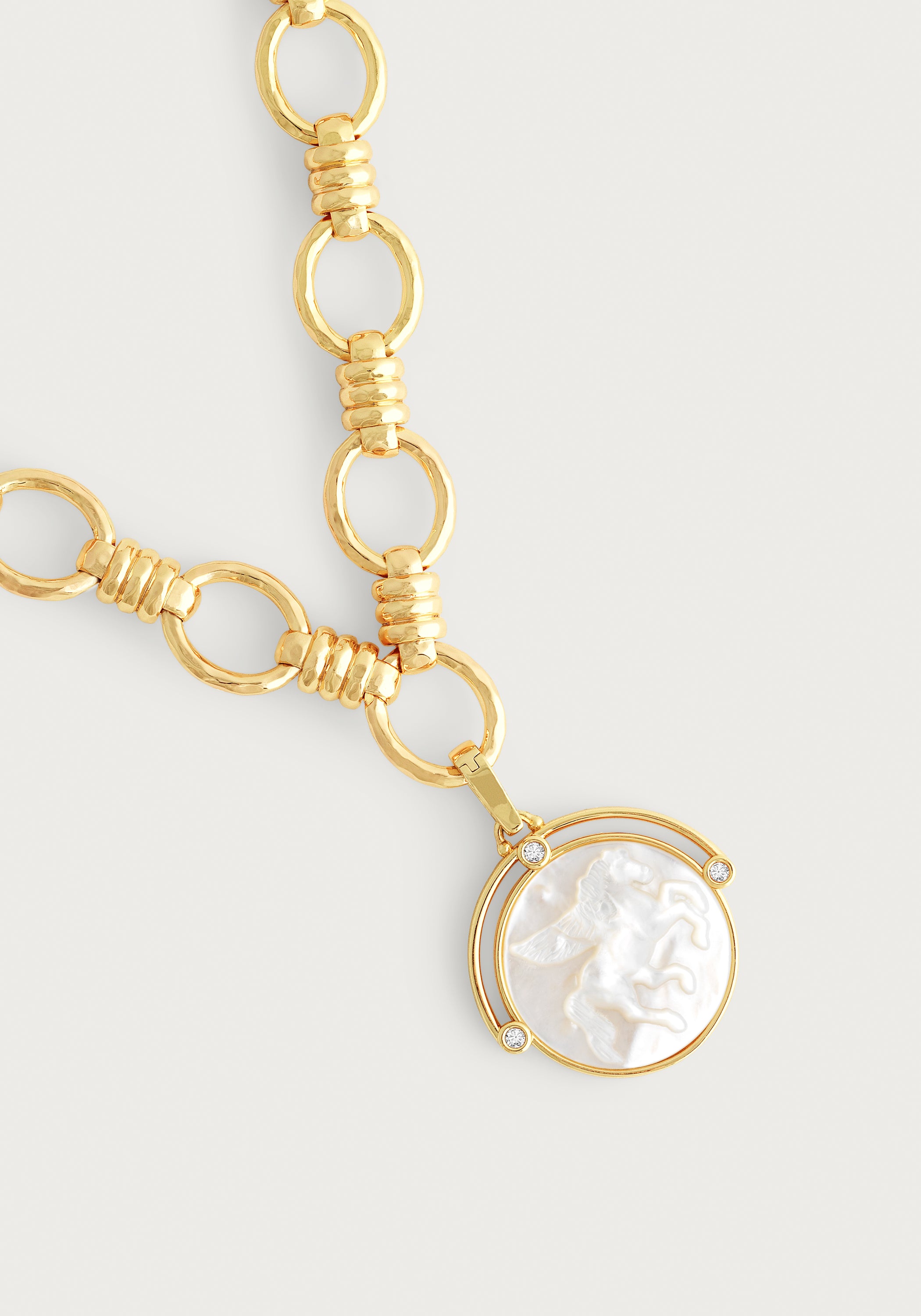 Pegasus Mother of Pearl Coin Charm