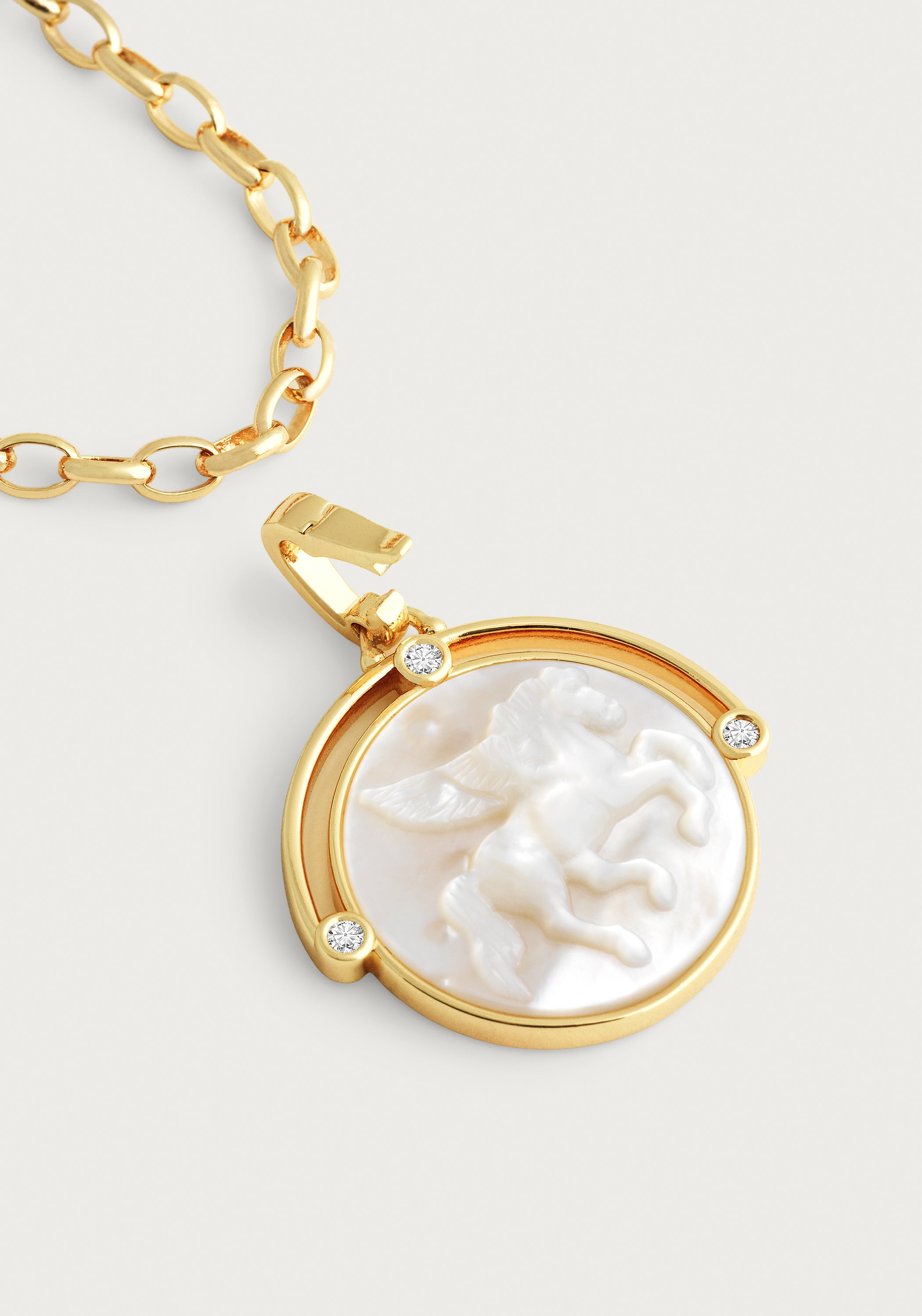 Pegasus Mother of Pearl Coin Charm