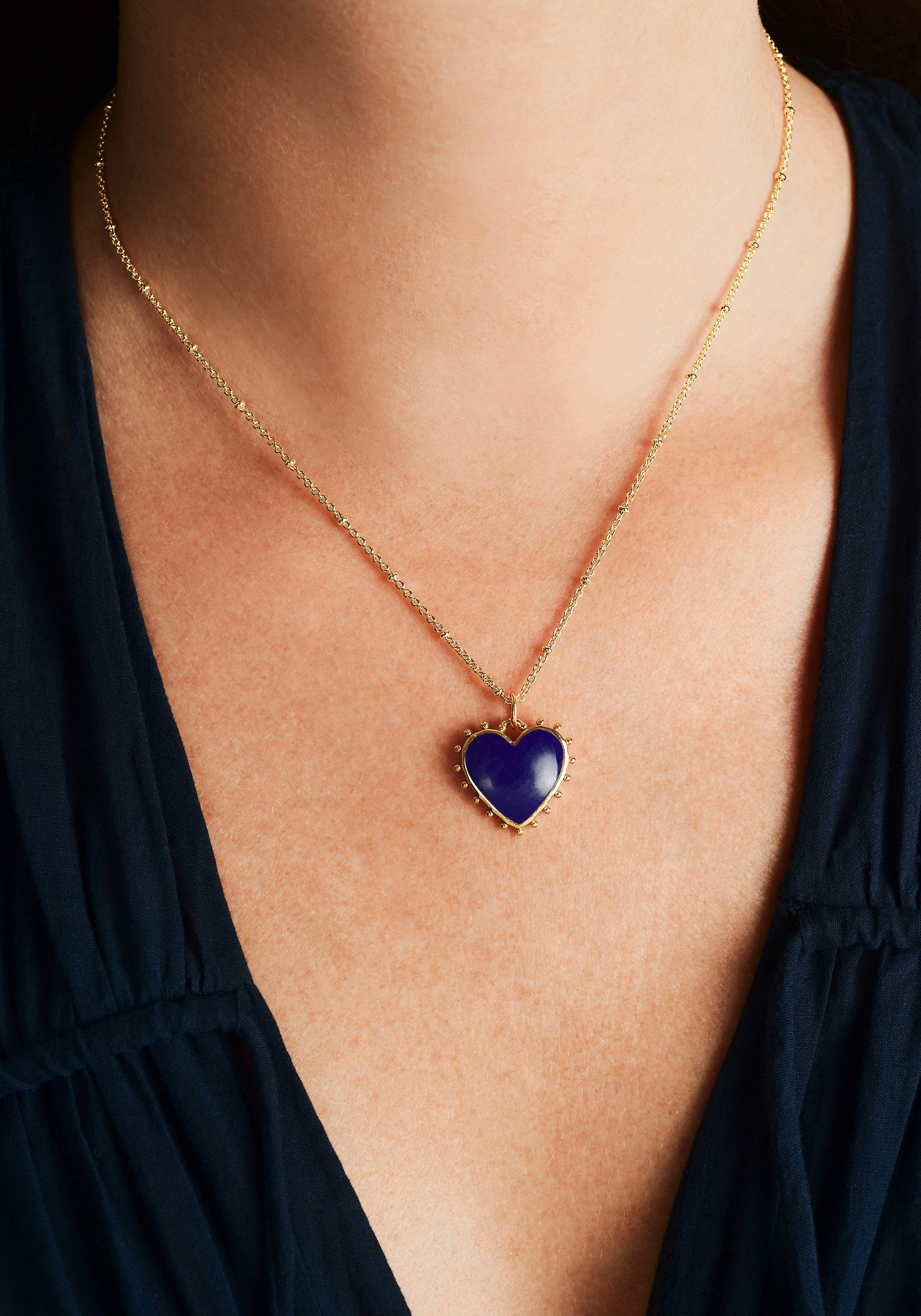 Heart With Stone Pendant Necklace