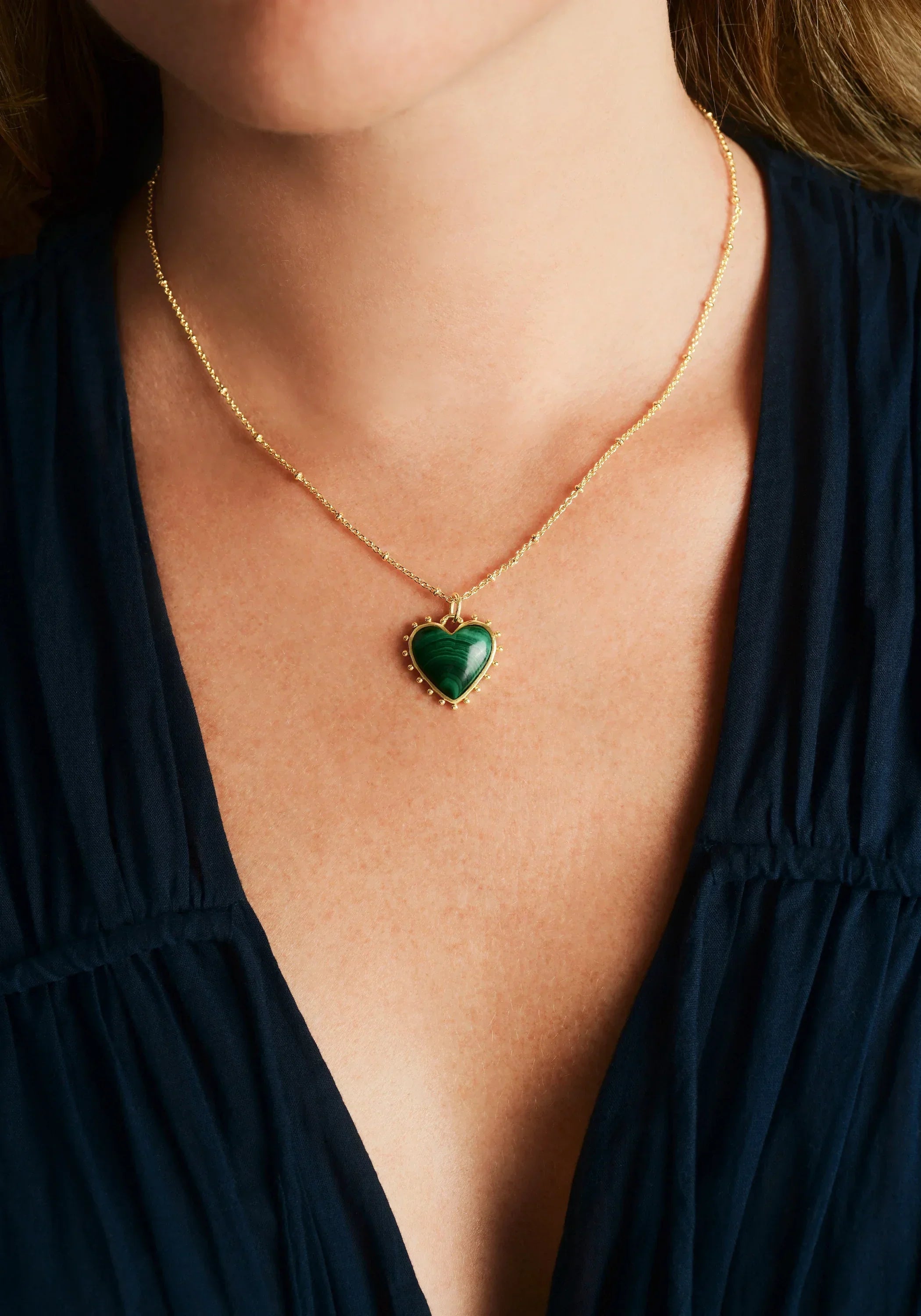 Heart With Stone Pendant Necklace