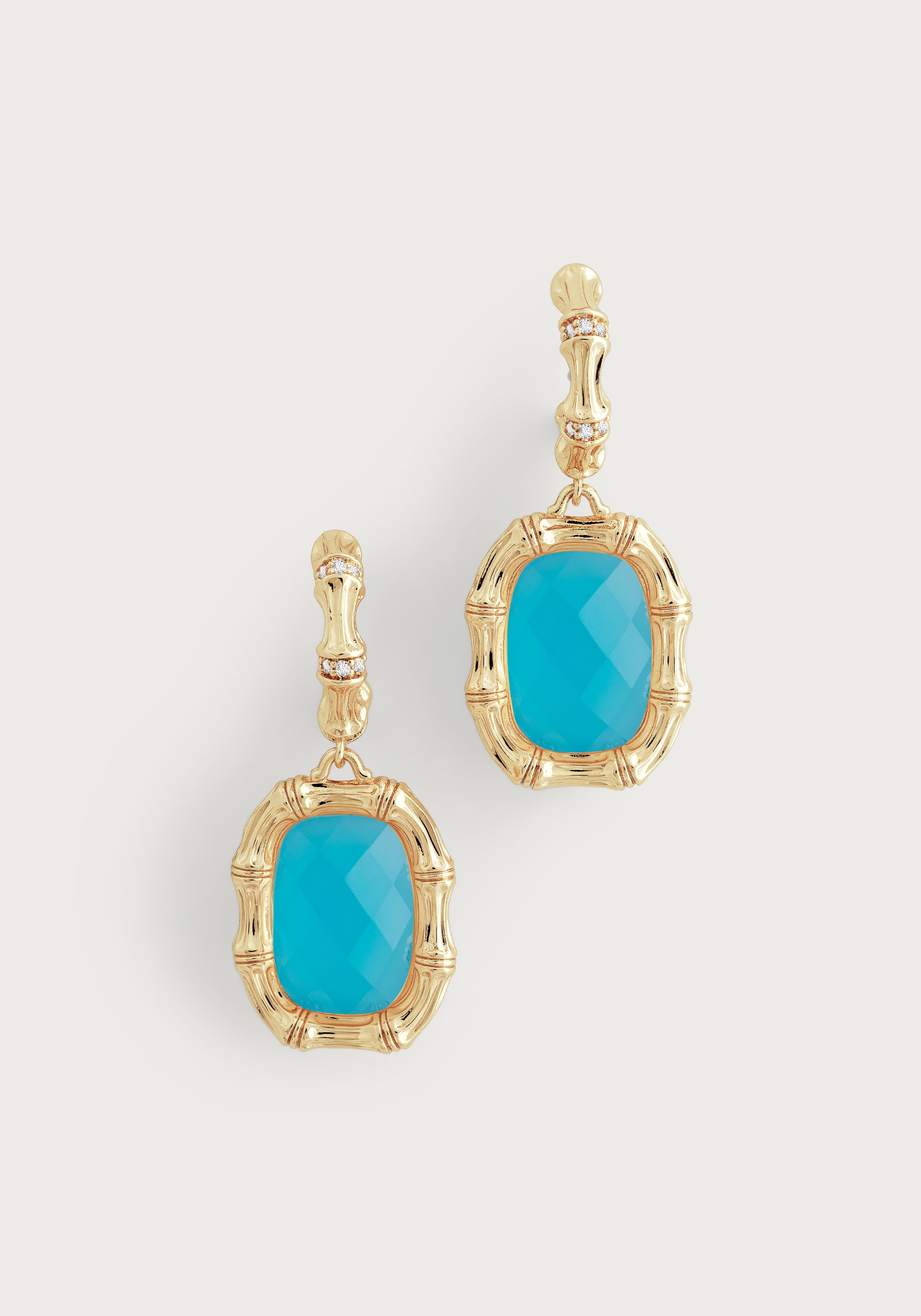 Bamboo With Stone Drop Earrings - Gemstones