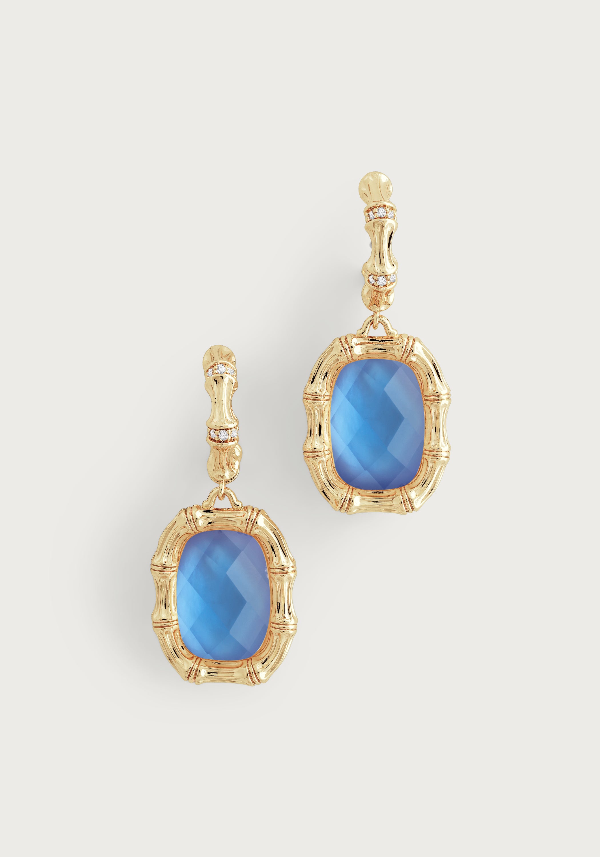Bamboo With Stone Drop Earrings - Gemstones