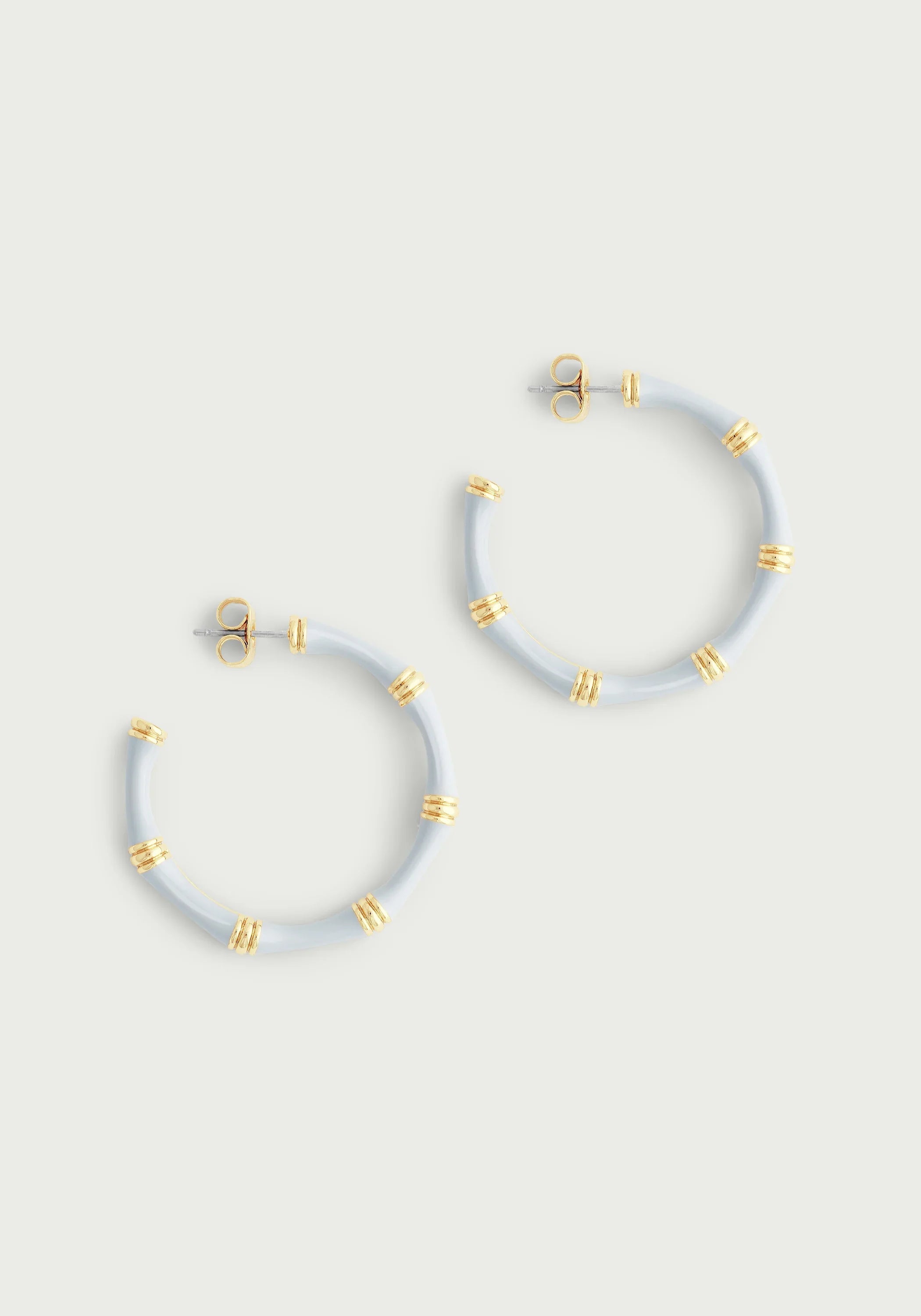 Bamboo Enameled Hoop Earrings