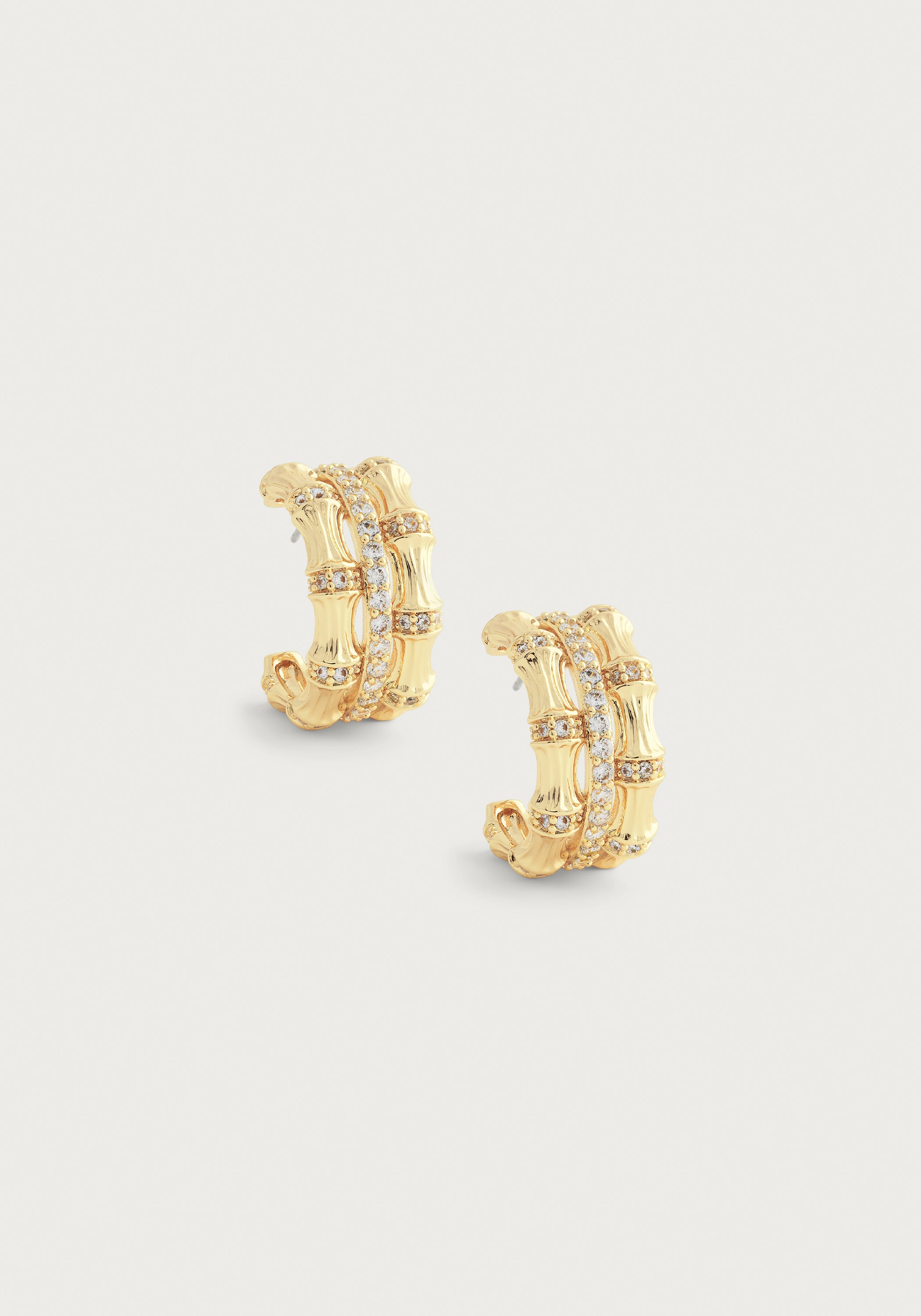 Bamboo Stacked Hoop Earrings