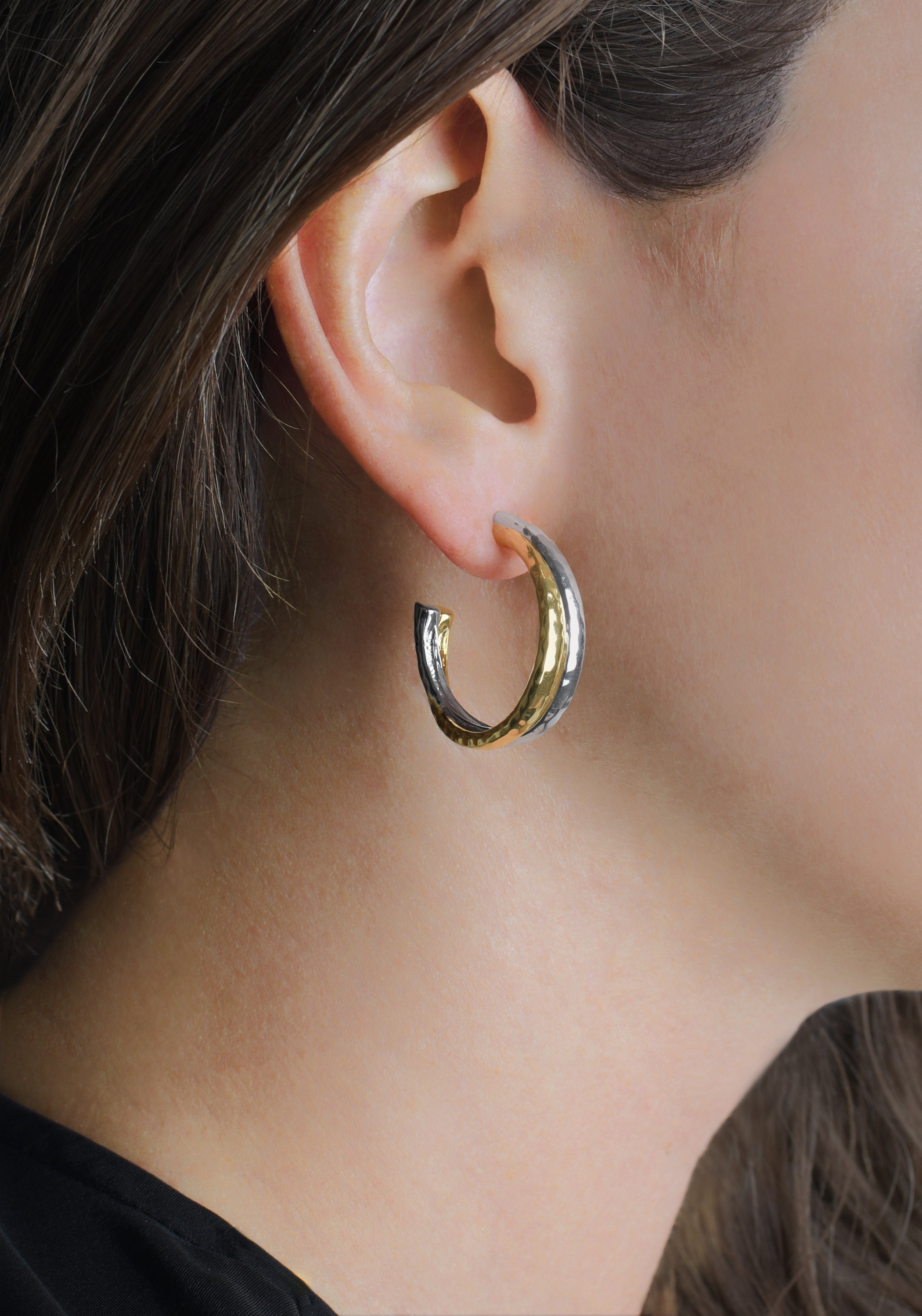 Farrier Mixed Metal Hoop Earrings