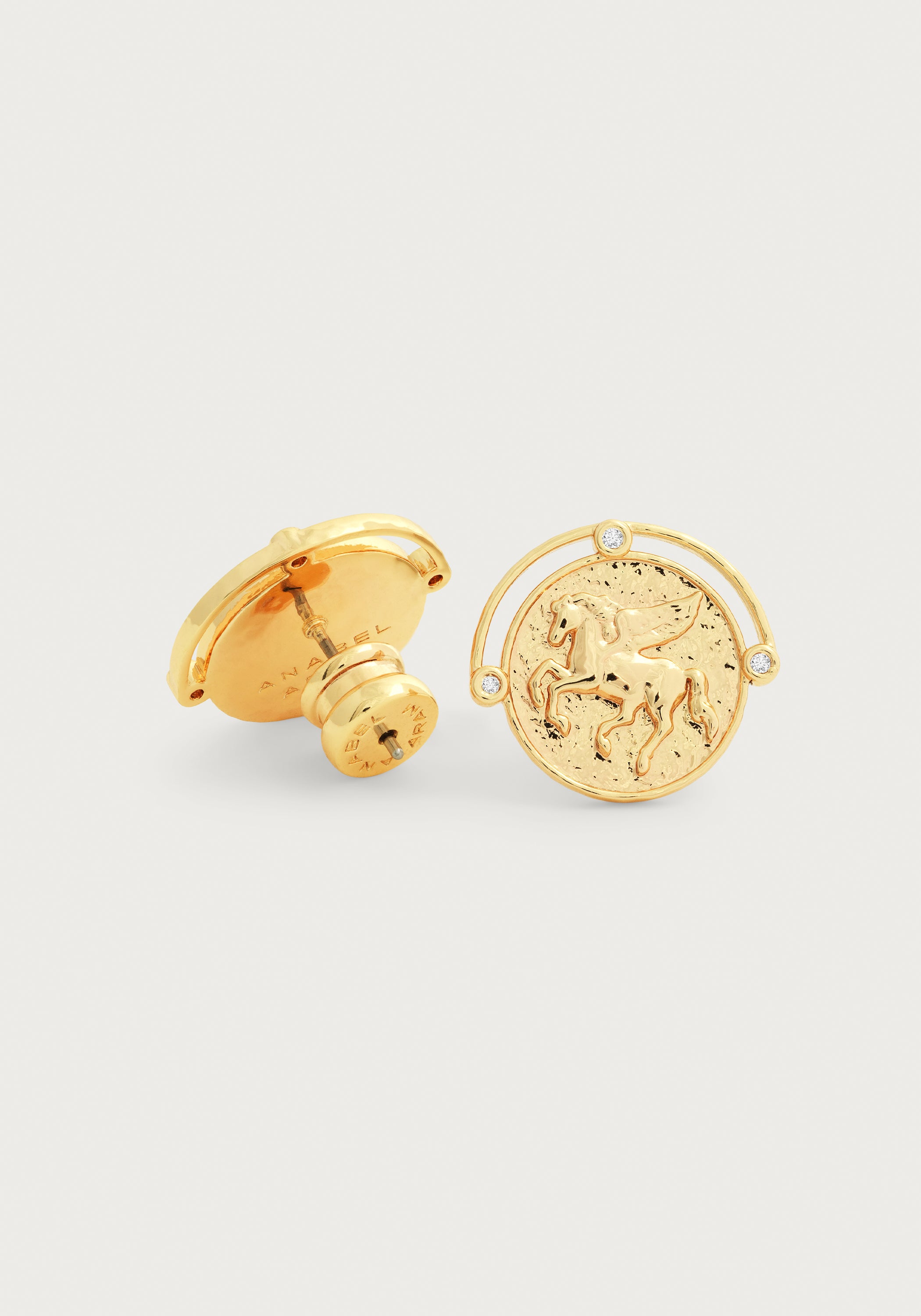 Pegasus Gold Coin Stud Earrings