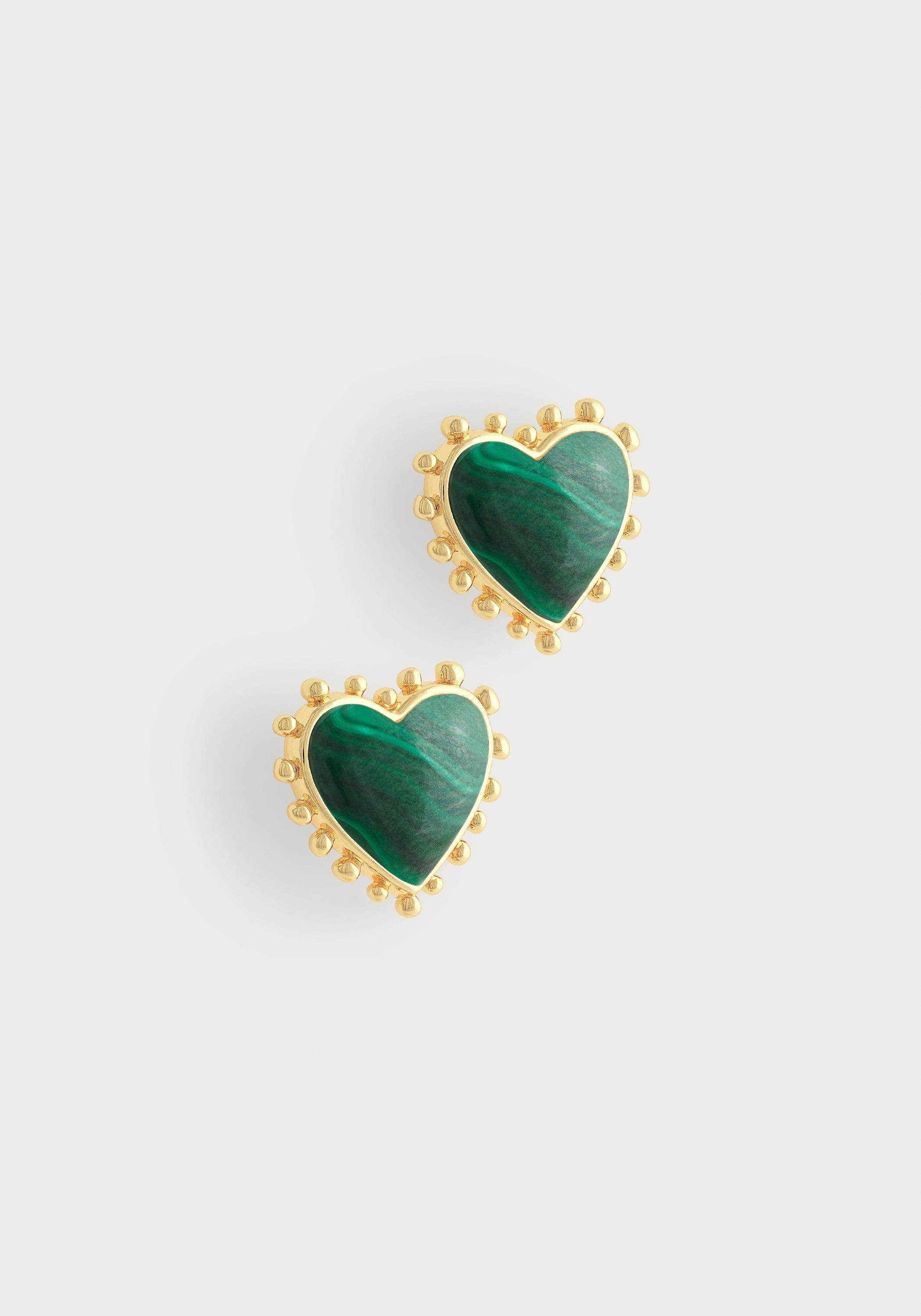 Heart With Stone Stud Earrings