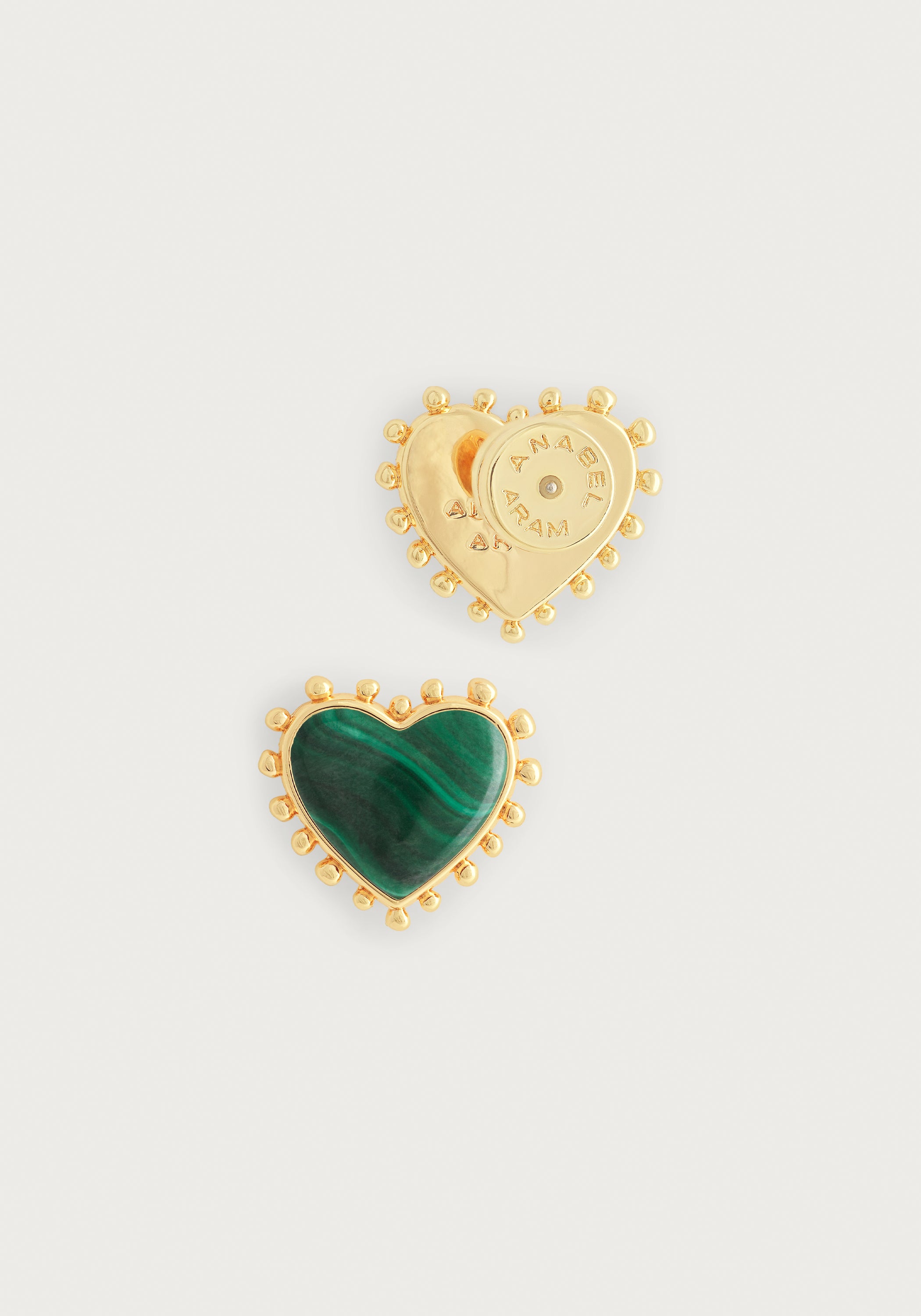 Heart With Stone Stud Earrings