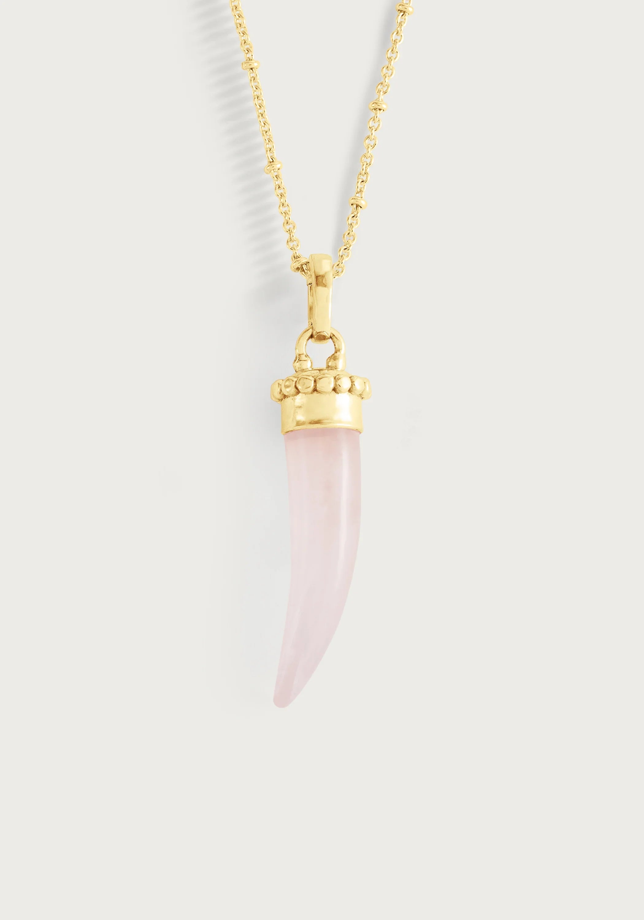 Milos Stone Horn Charm, Rose Quartz