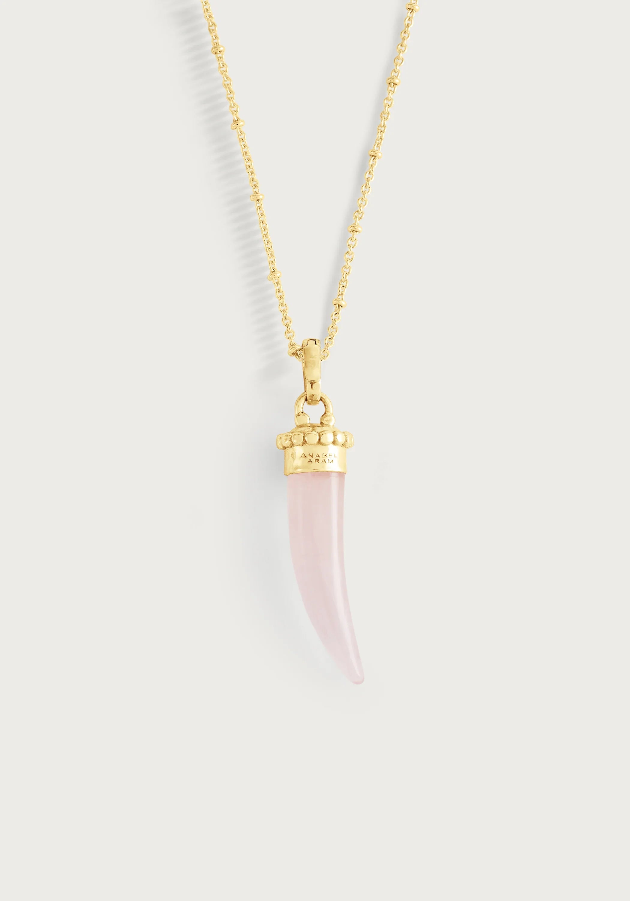 Milos Stone Horn Charm, Rose Quartz