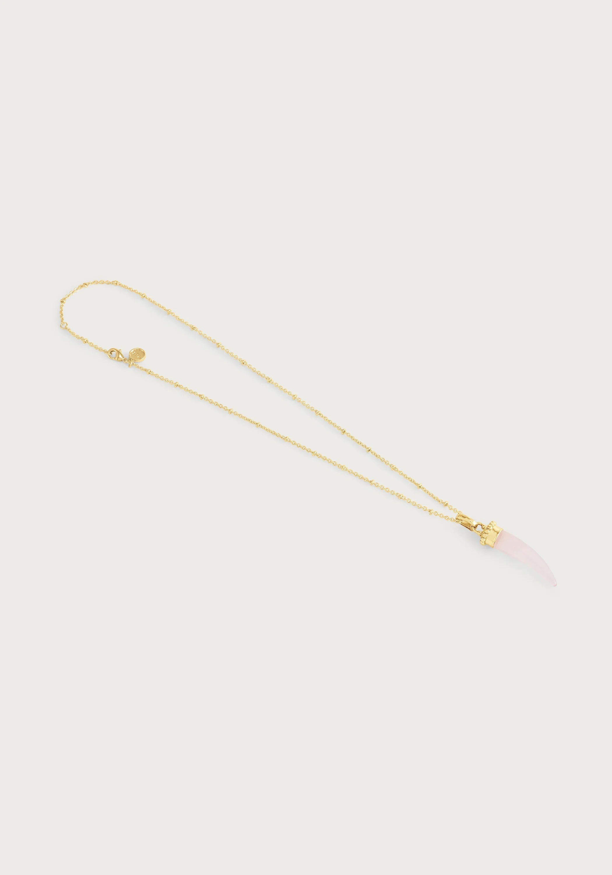 Milos Stone Horn Charm, Rose Quartz