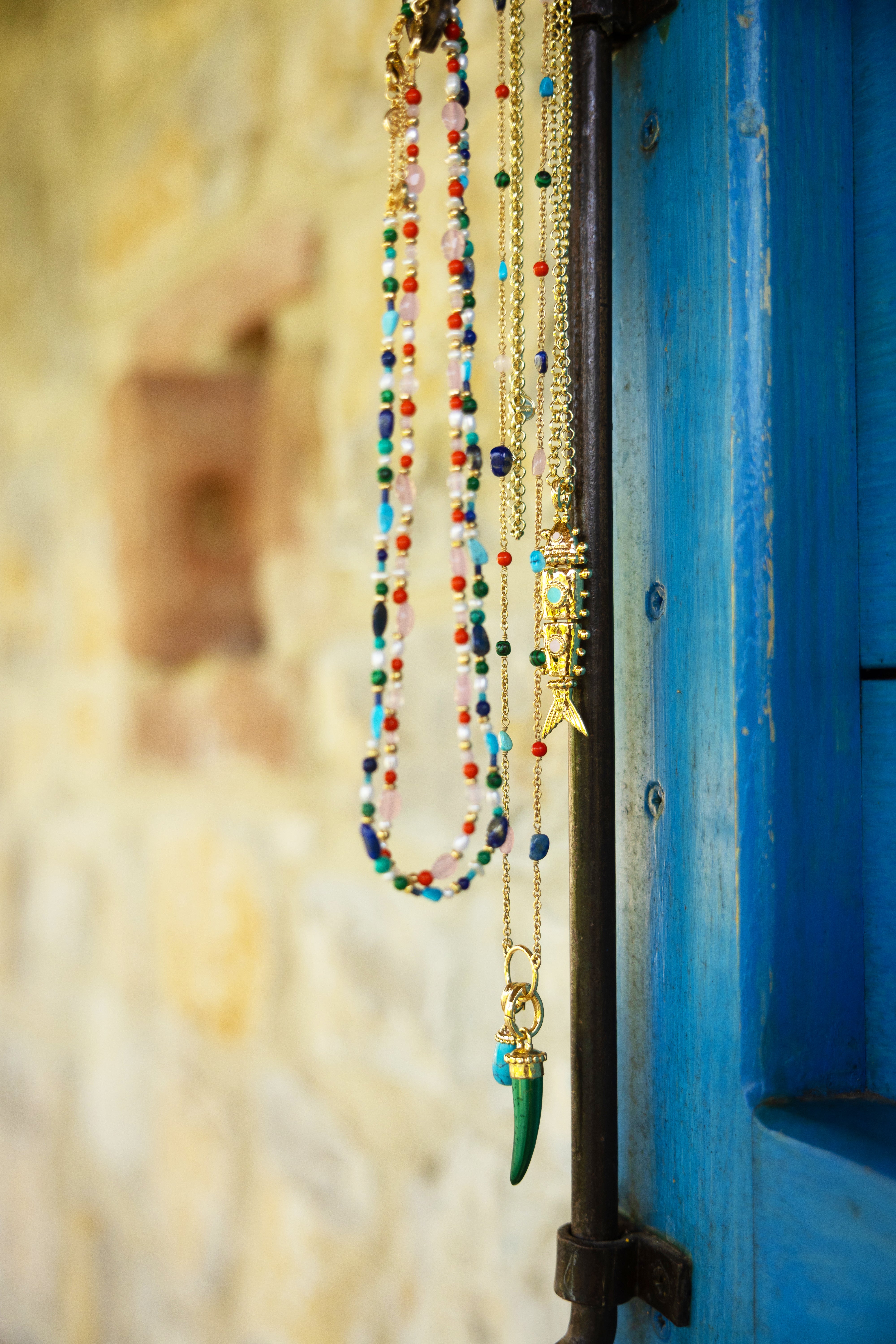 Milos Beaded Necklace, Warm