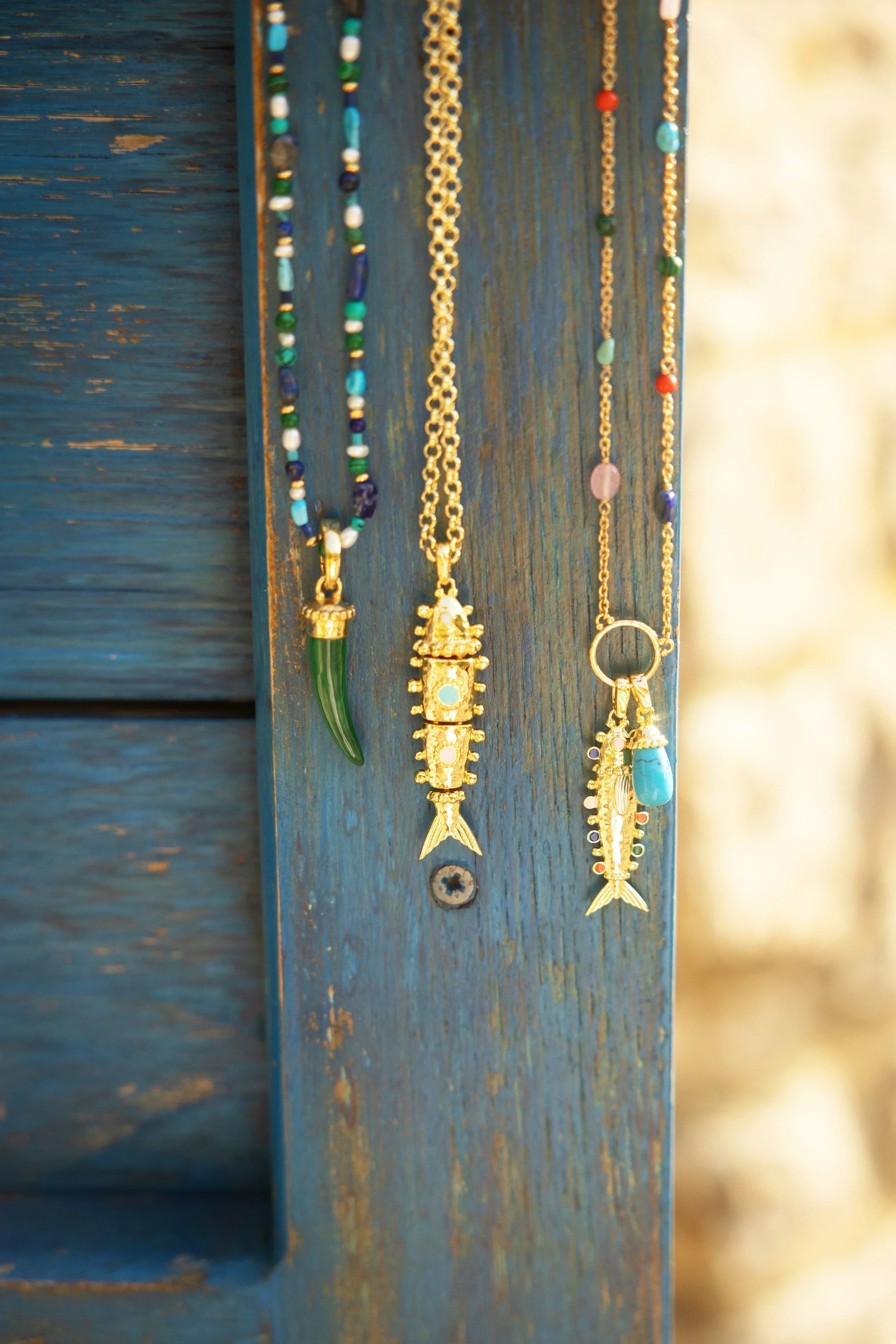 Milos Stone Horn Charm, Malachite