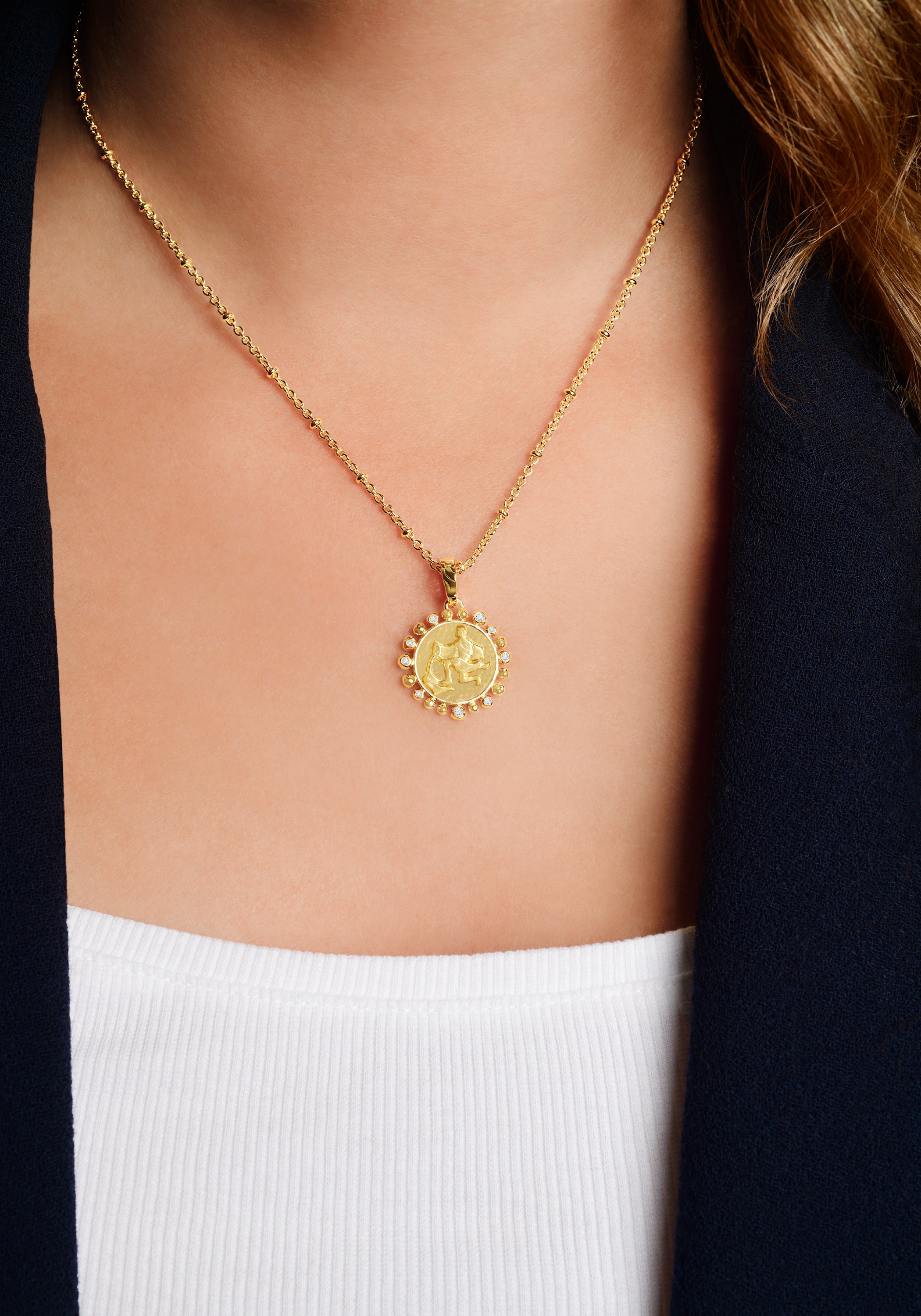 Zodiac Pendant Necklace, Aquarius
