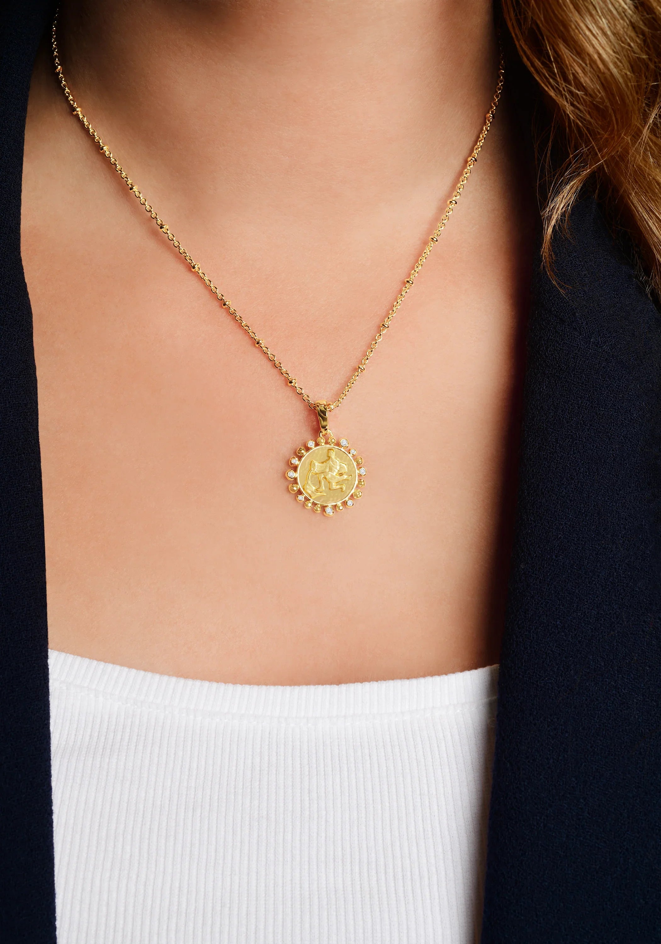 Zodiac Pendant Necklace, Aquarius