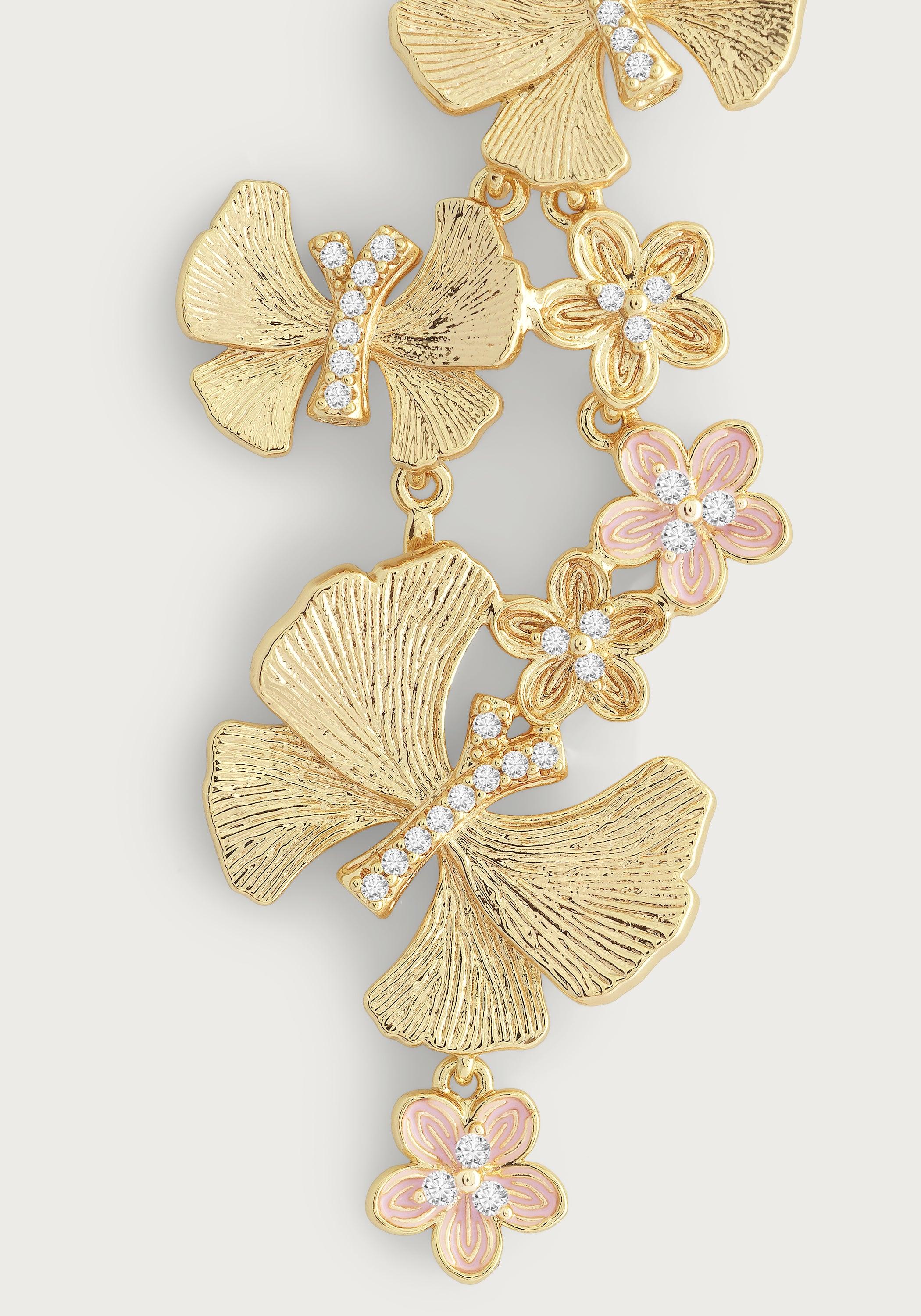 Butterfly With Flowers Dangle Earrings - Anabel Aram