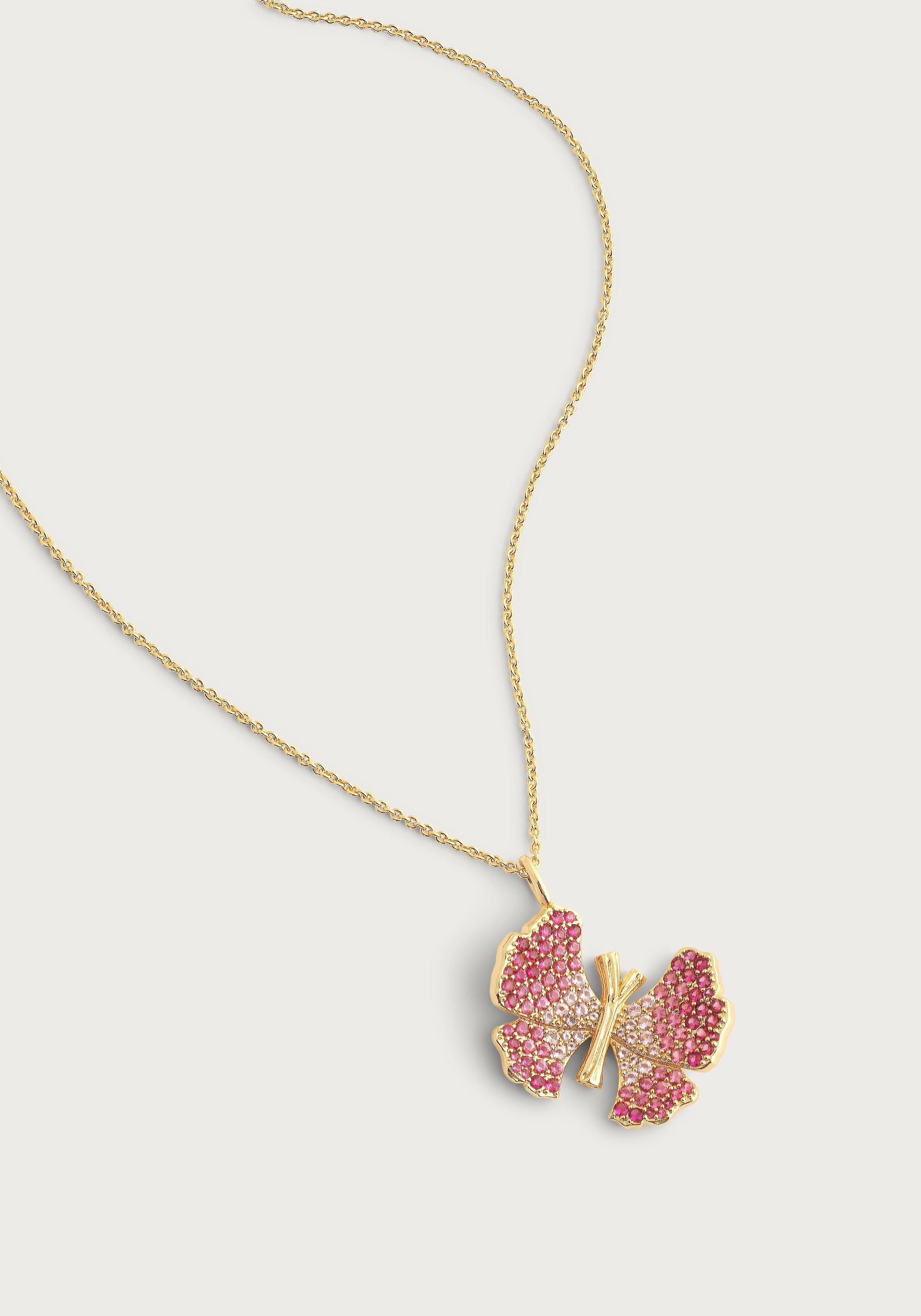 Van Cleef Rose Gold Butterfly Pendant Necklace