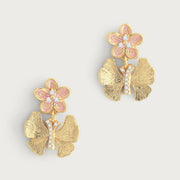 Butterfly With Enamel Flower Earrings