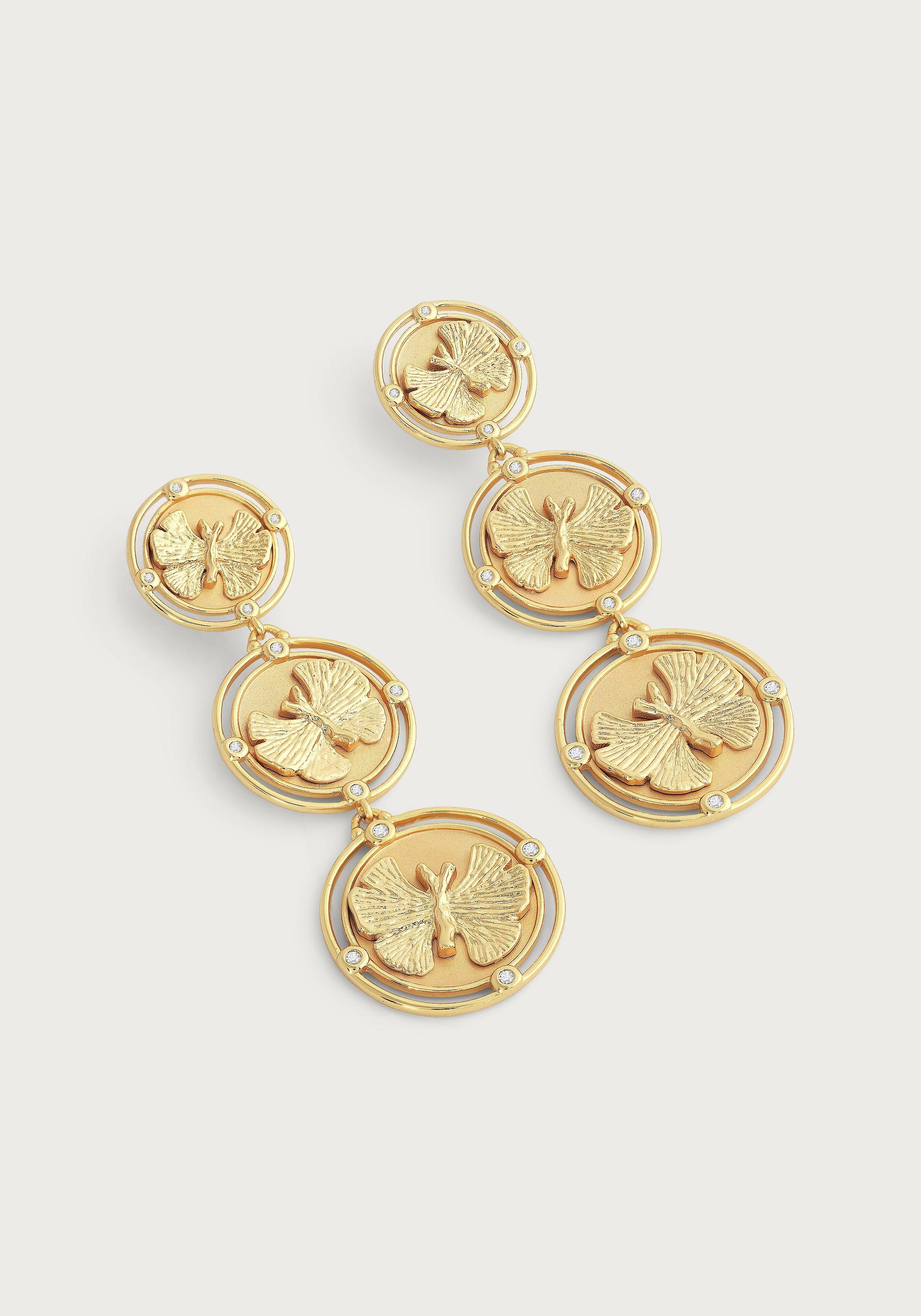 Butterfly Coin Drop Earrings - Anabel Aram