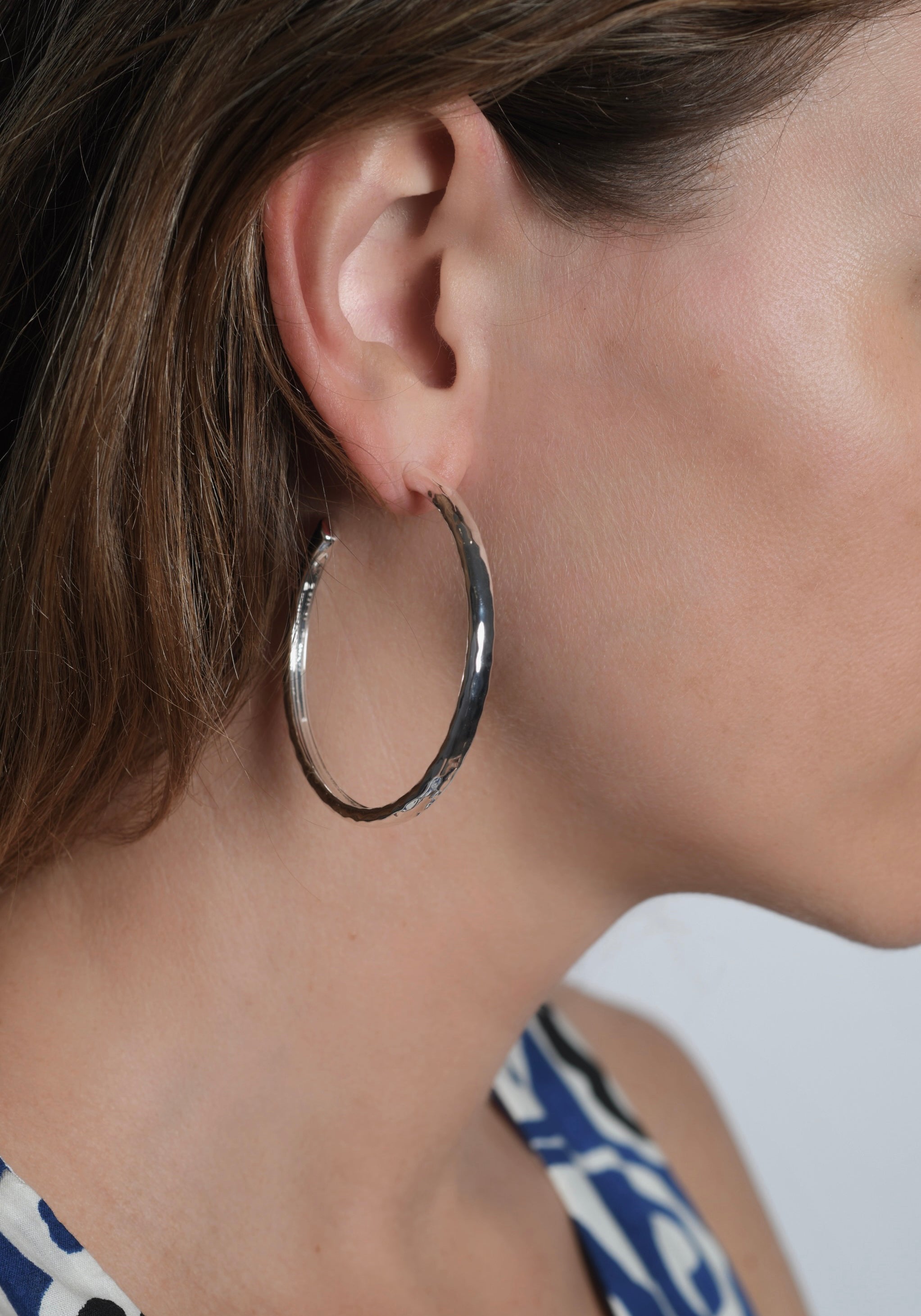 Farrier Large Hoops, Silver