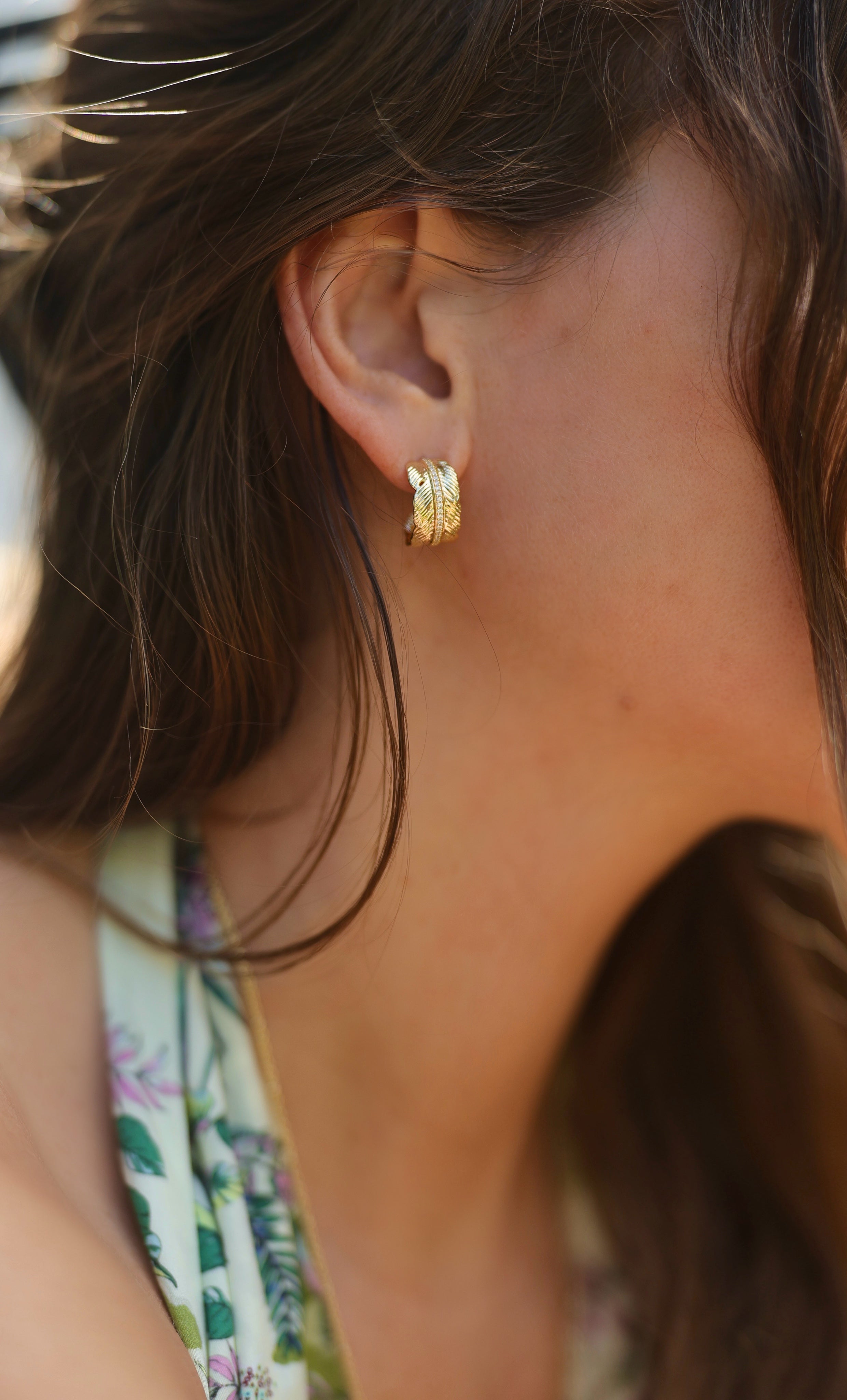 Feather Small Hoop Earrings