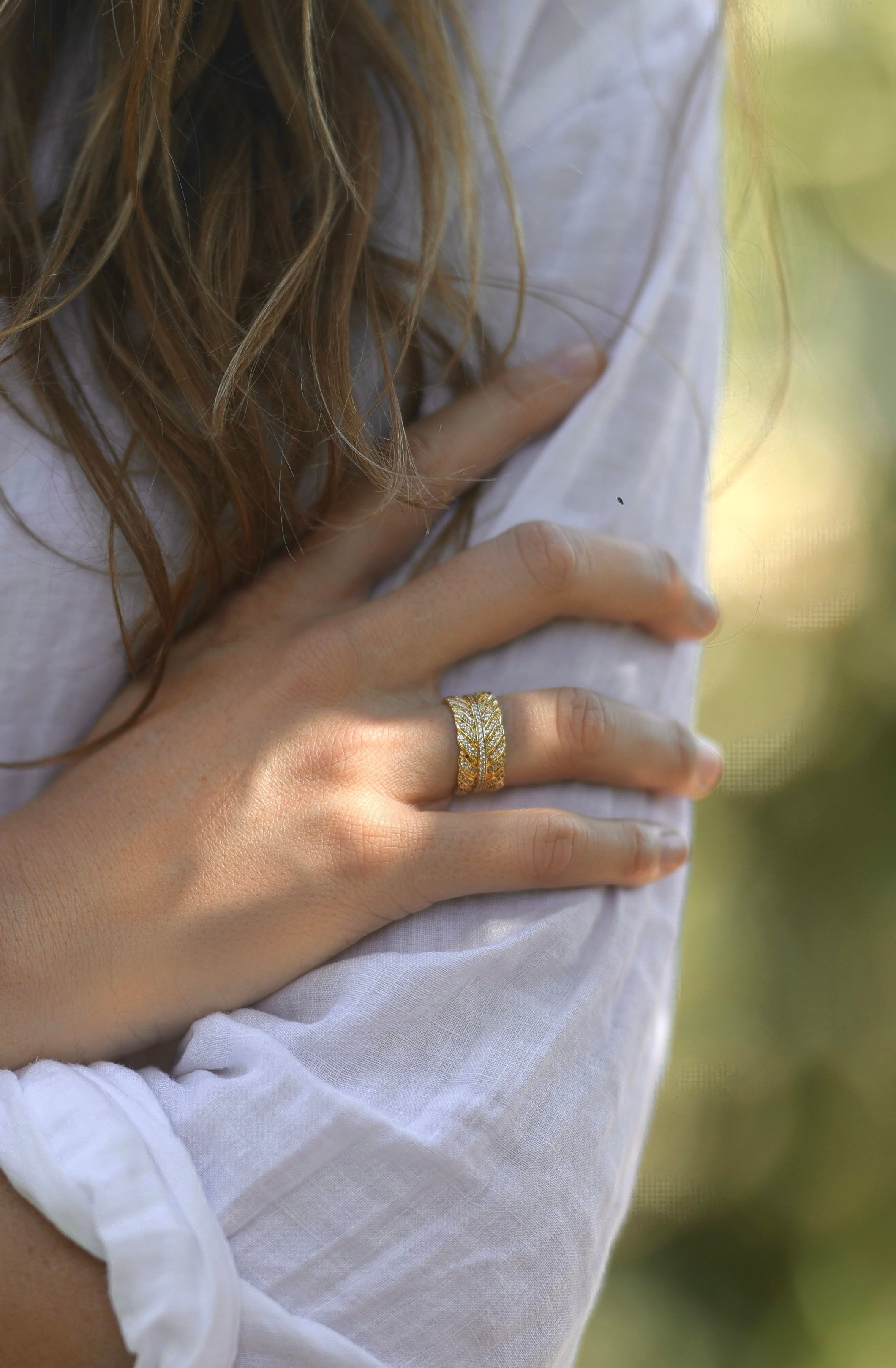 Feather Pave Ring