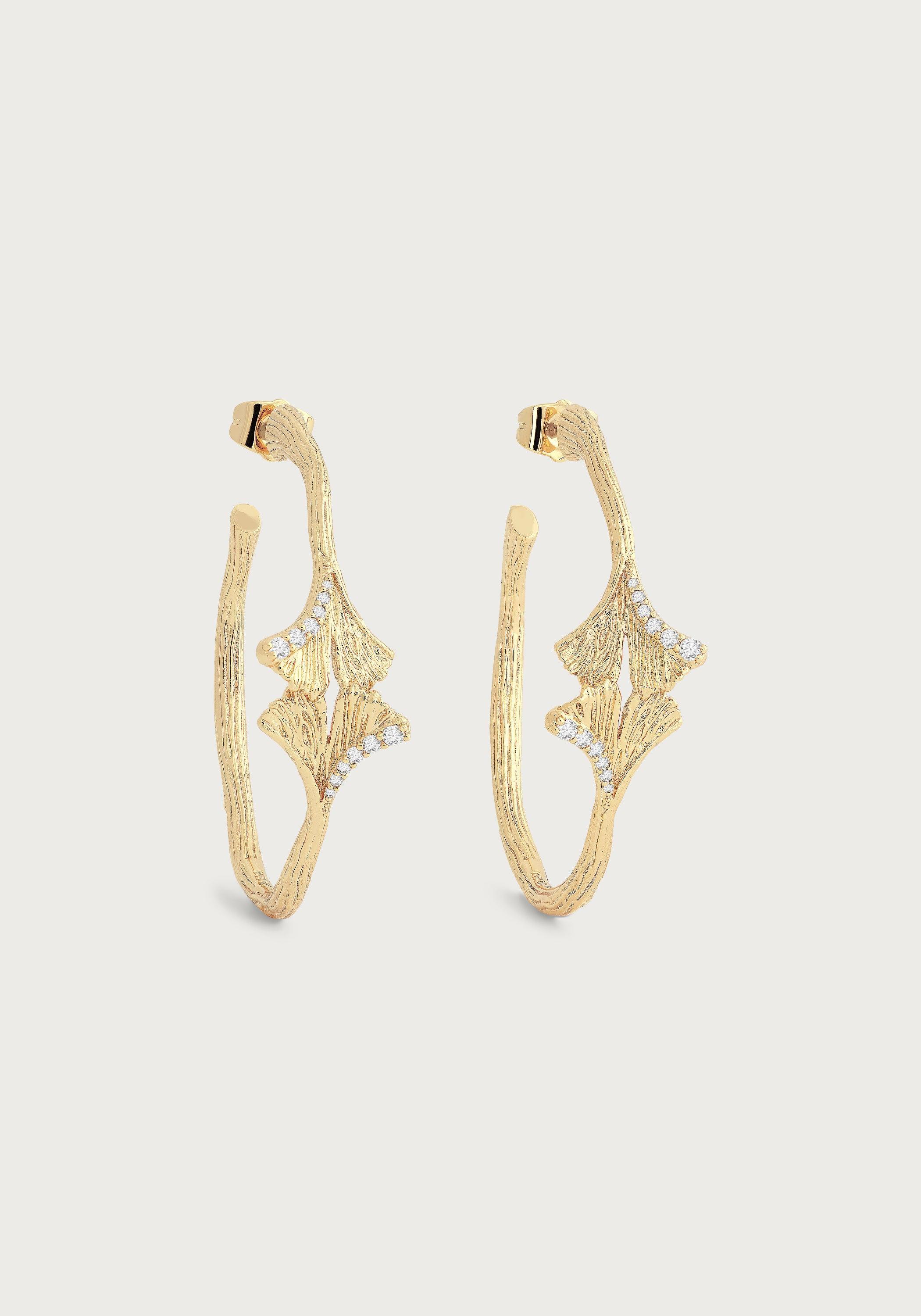 Ginkgo Hoop Earrings - Anabel Aram