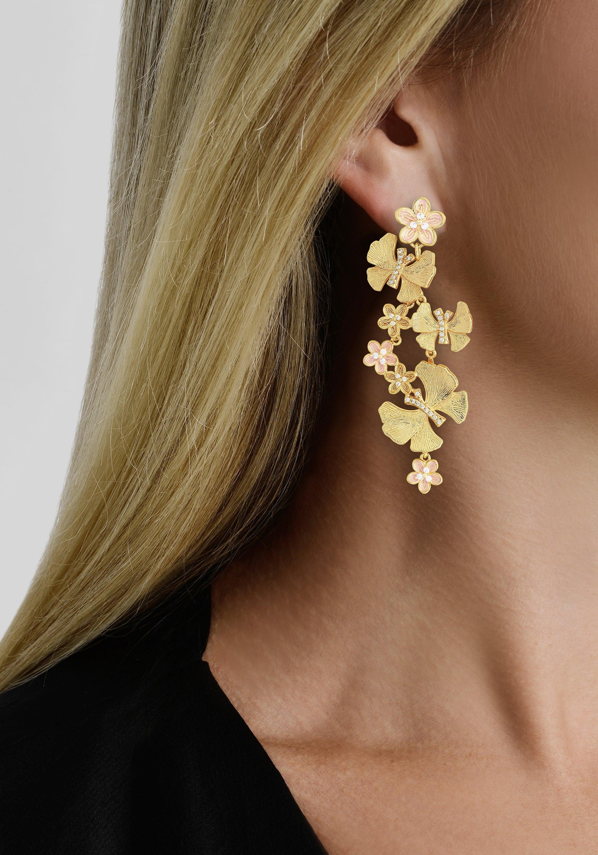Butterfly With Flowers Dangle Earrings - Anabel Aram