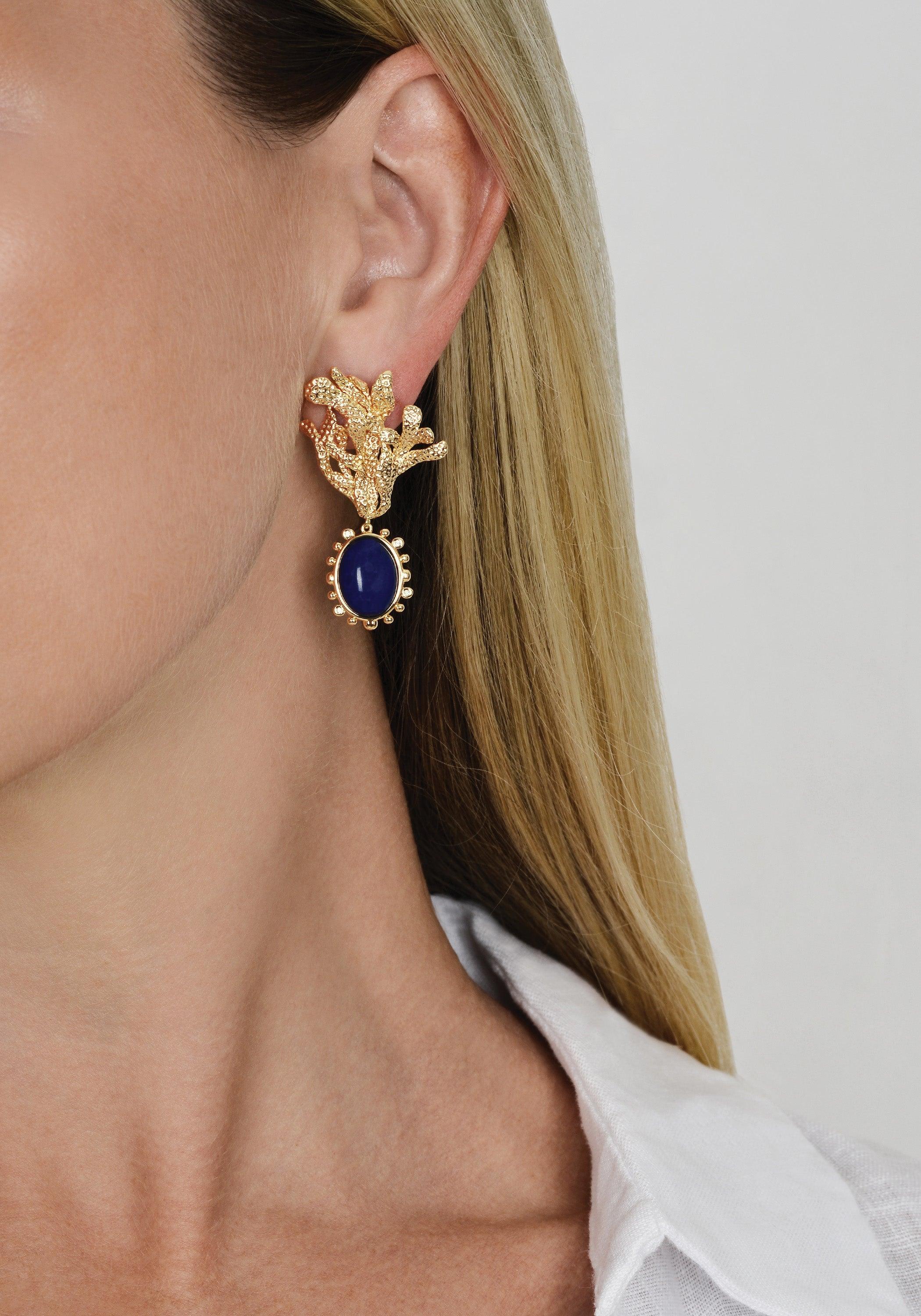 Kelp With Lapis Drop Earrings - Anabel Aram