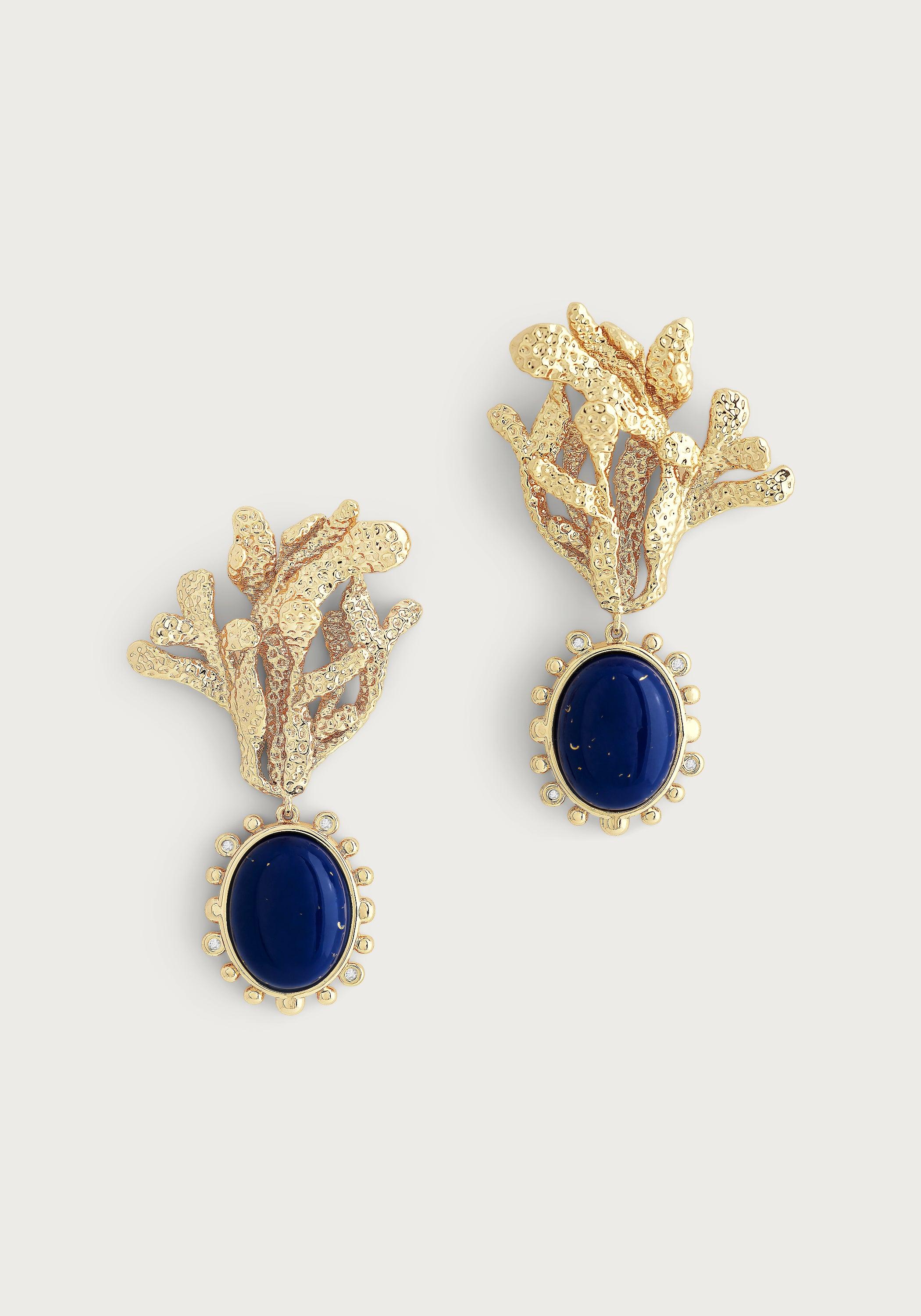 Kelp With Lapis Drop Earrings - Anabel Aram