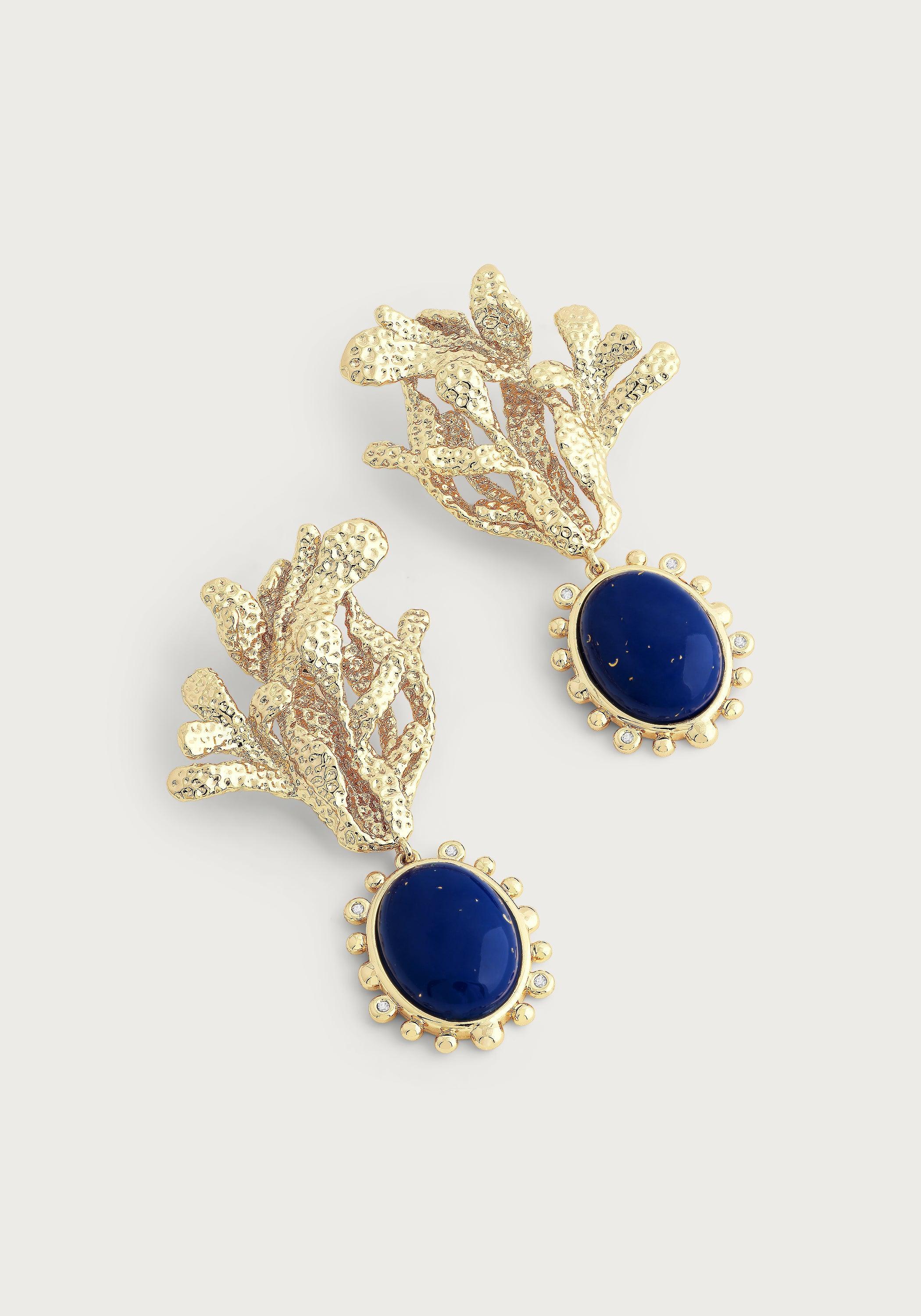 Kelp With Lapis Drop Earrings - Anabel Aram
