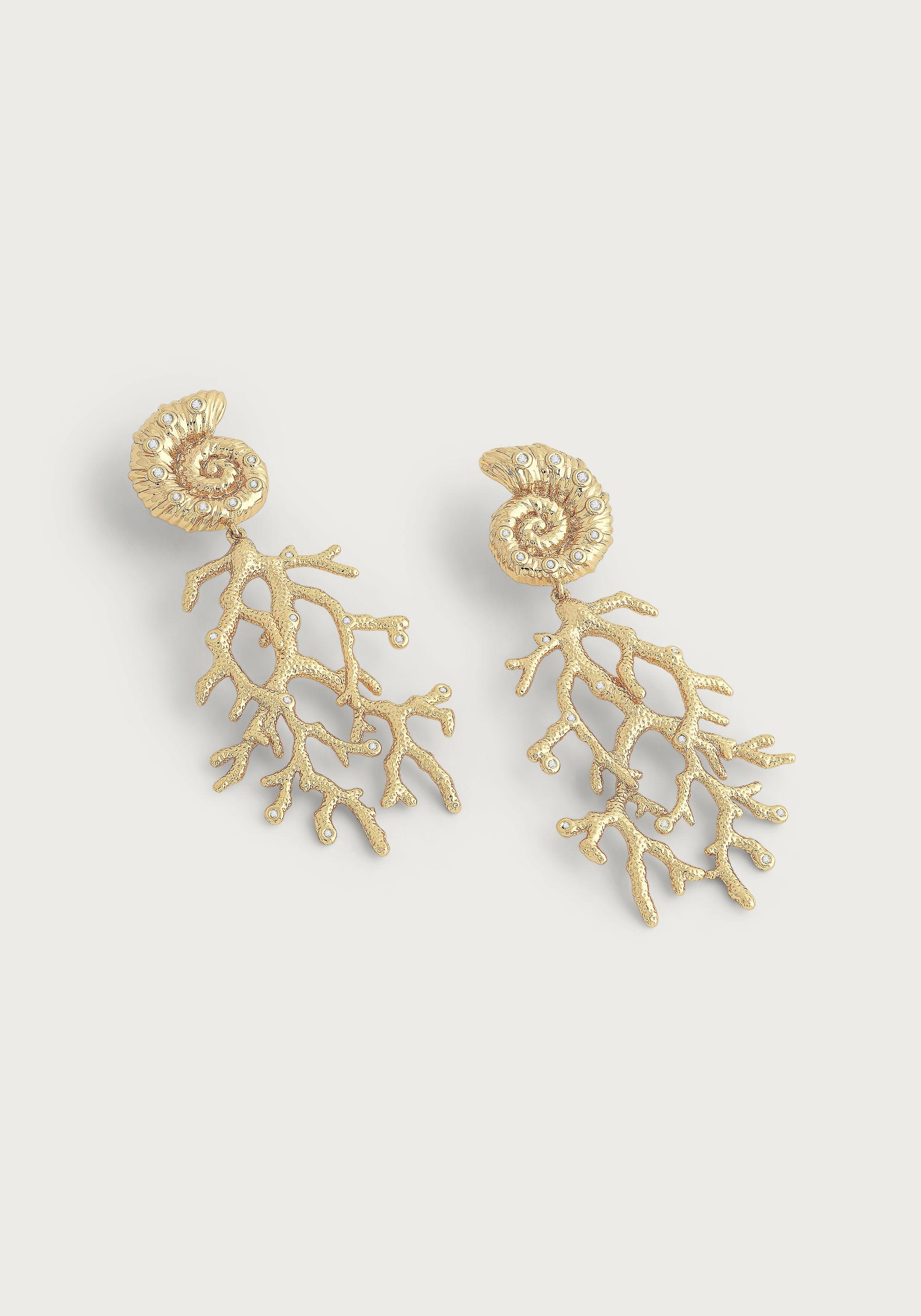 Shell With Coral Drop Earrings - Anabel Aram