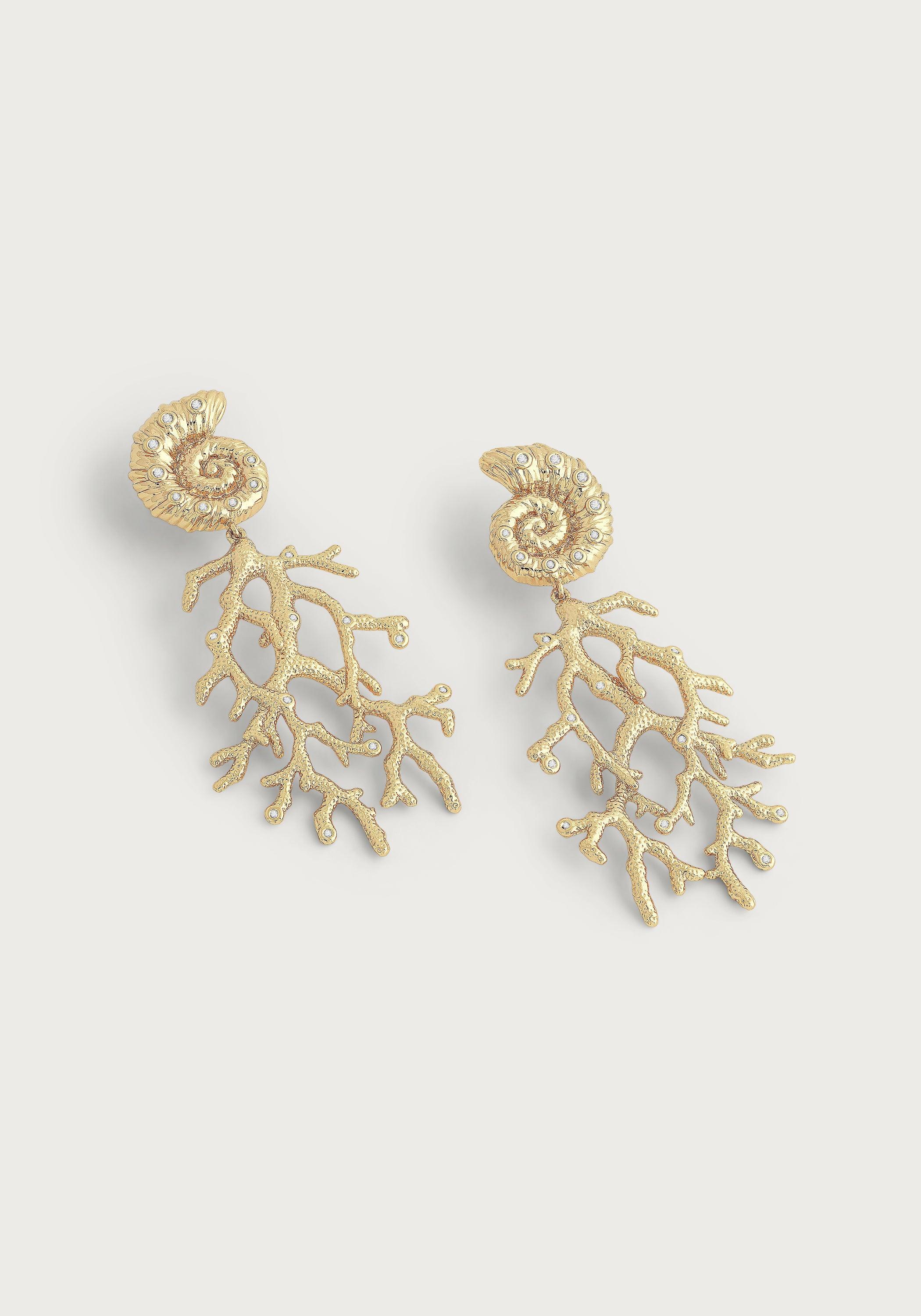 Shell With Coral Drop Earrings - Anabel Aram