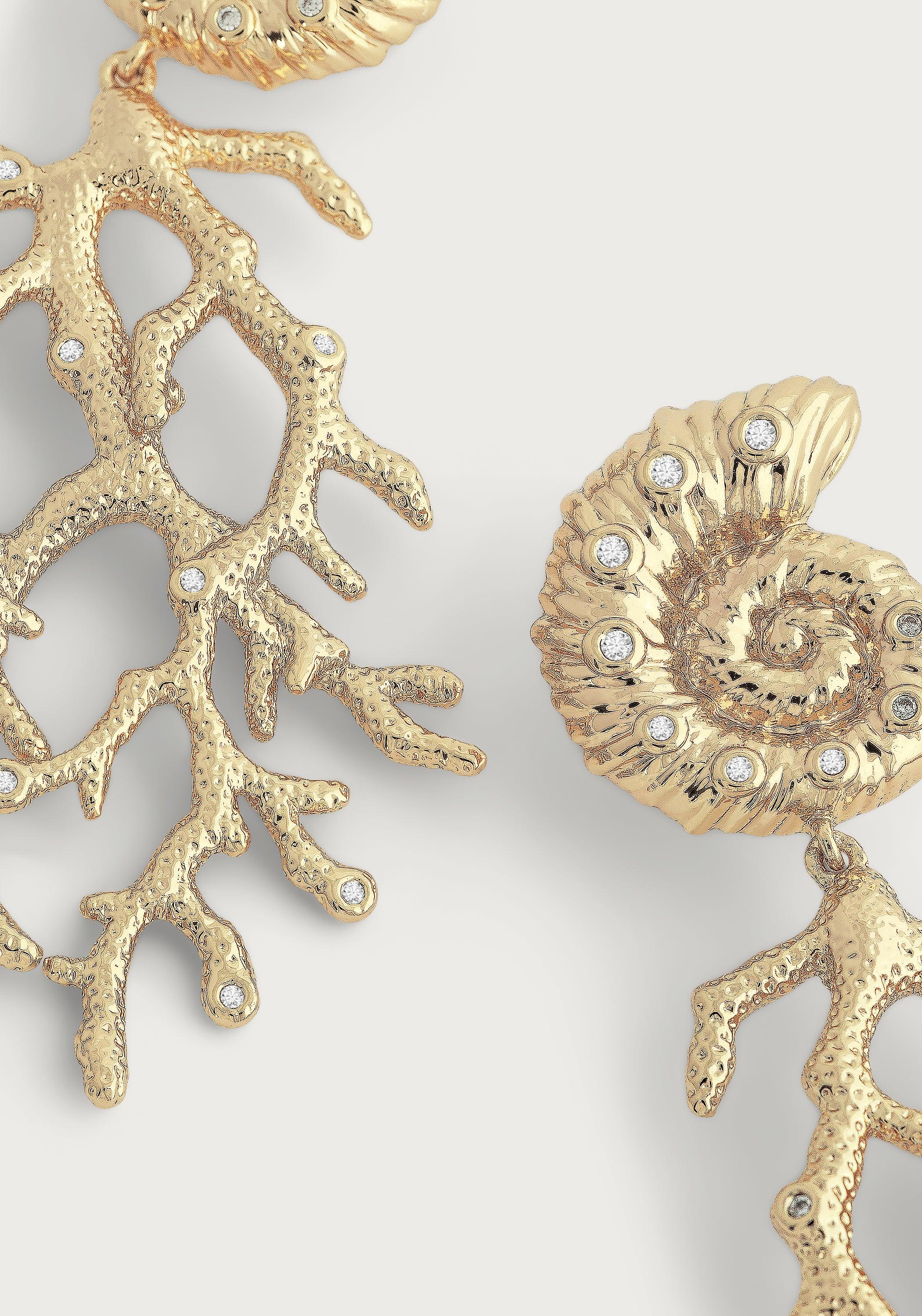 Shell With Coral Drop Earrings - Anabel Aram