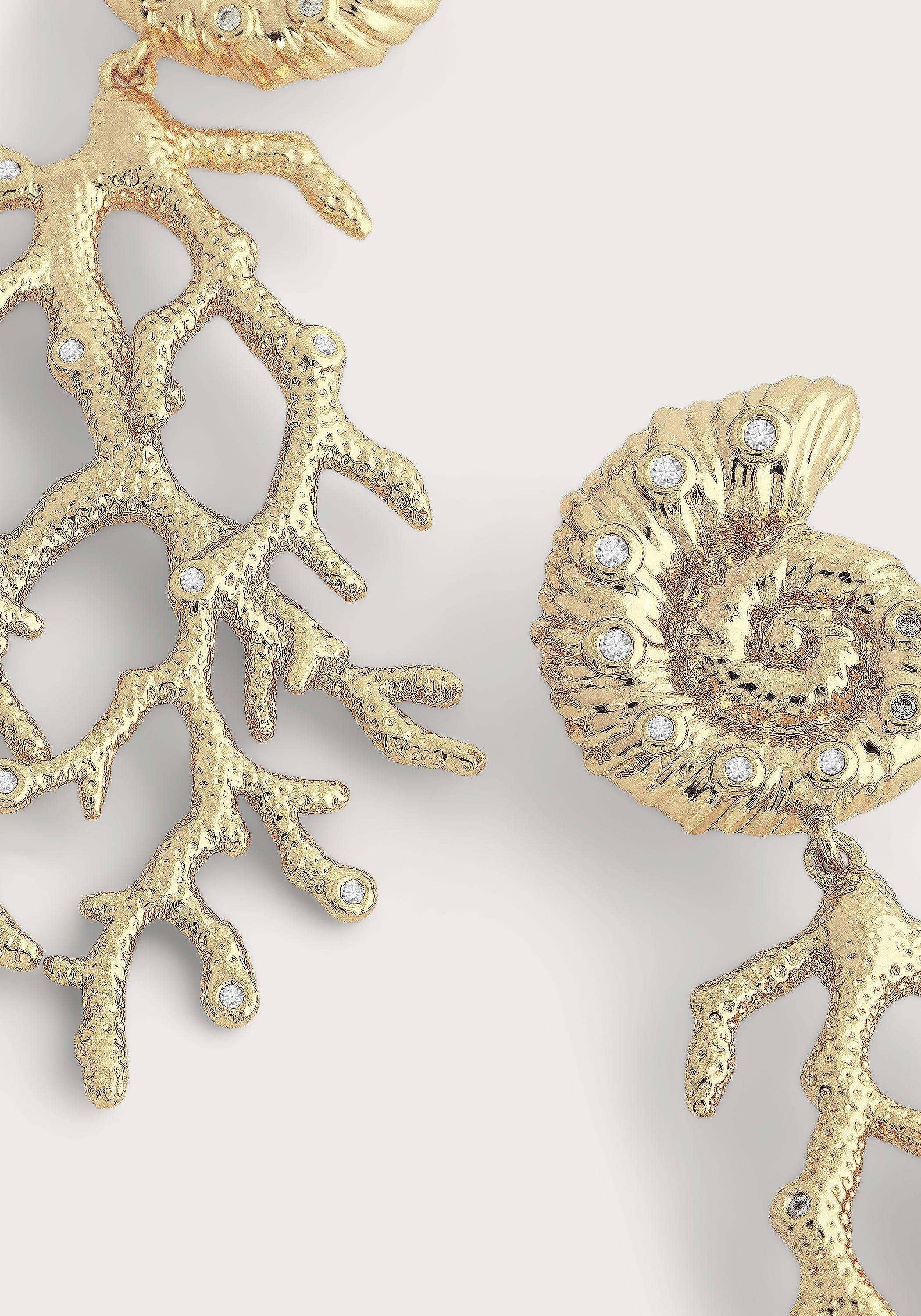 Shell With Coral Drop Earrings - Anabel Aram