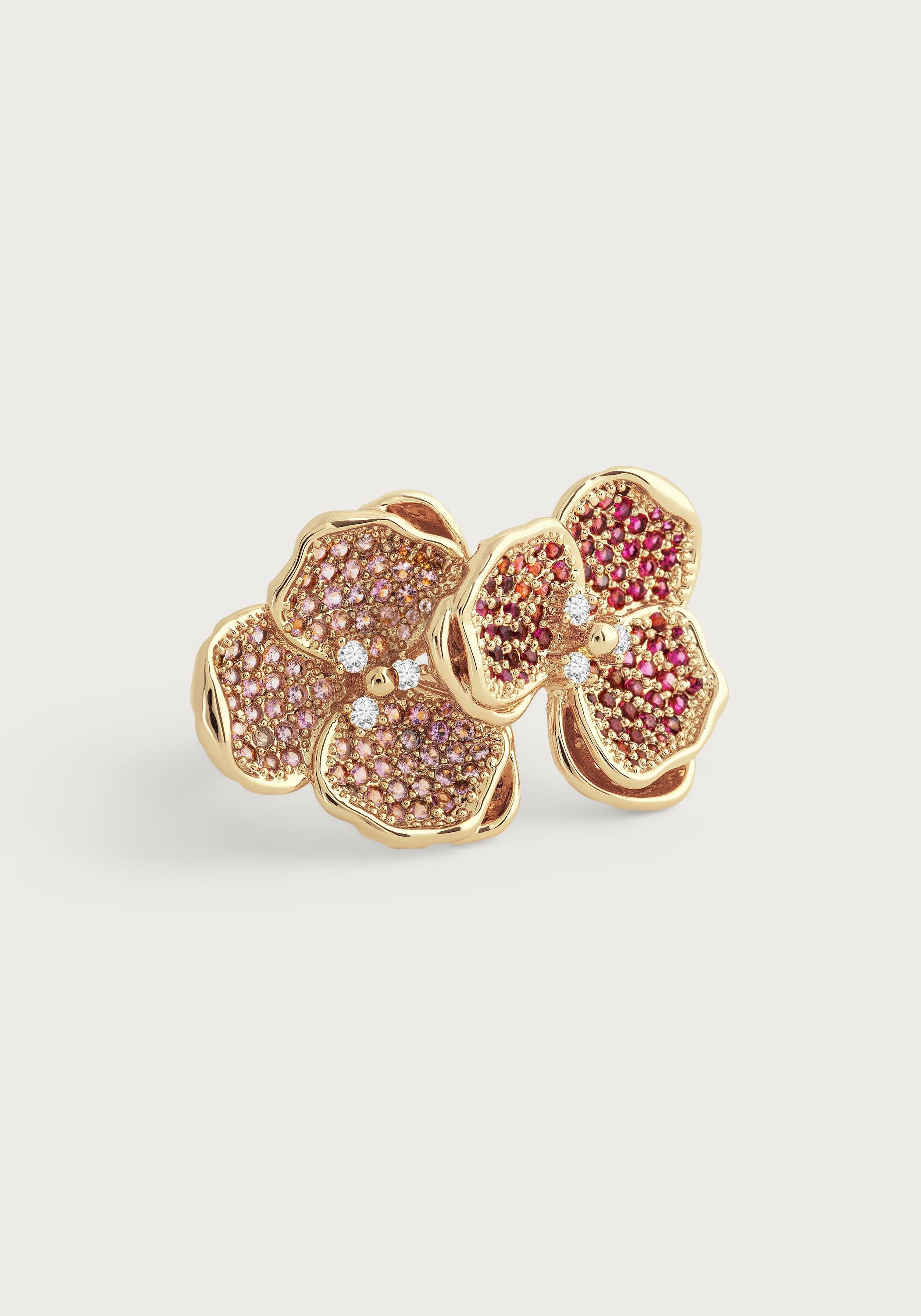 Double Orchid Pave Ring - Anabel Aram
