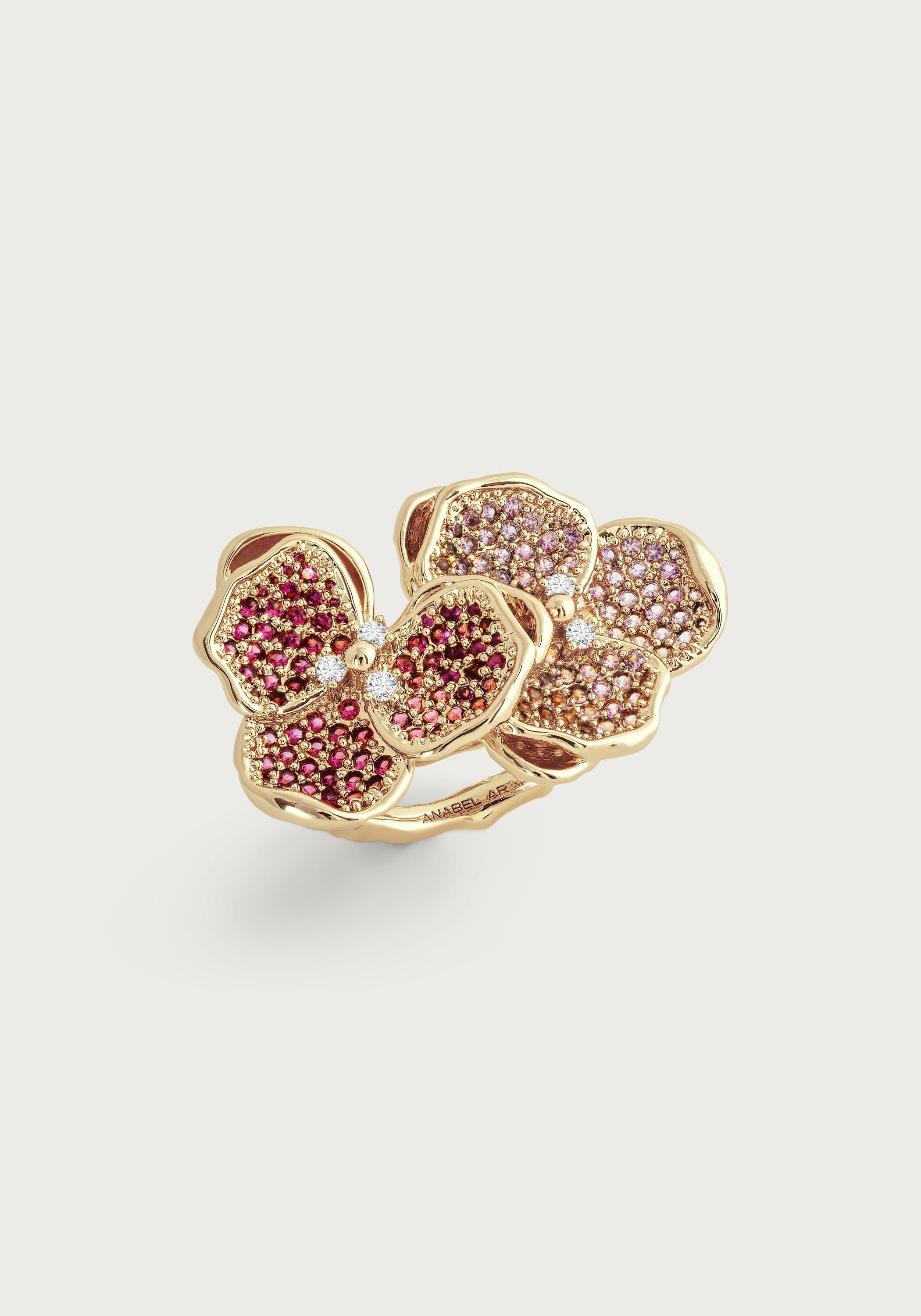 Double Orchid Pave Ring - Anabel Aram