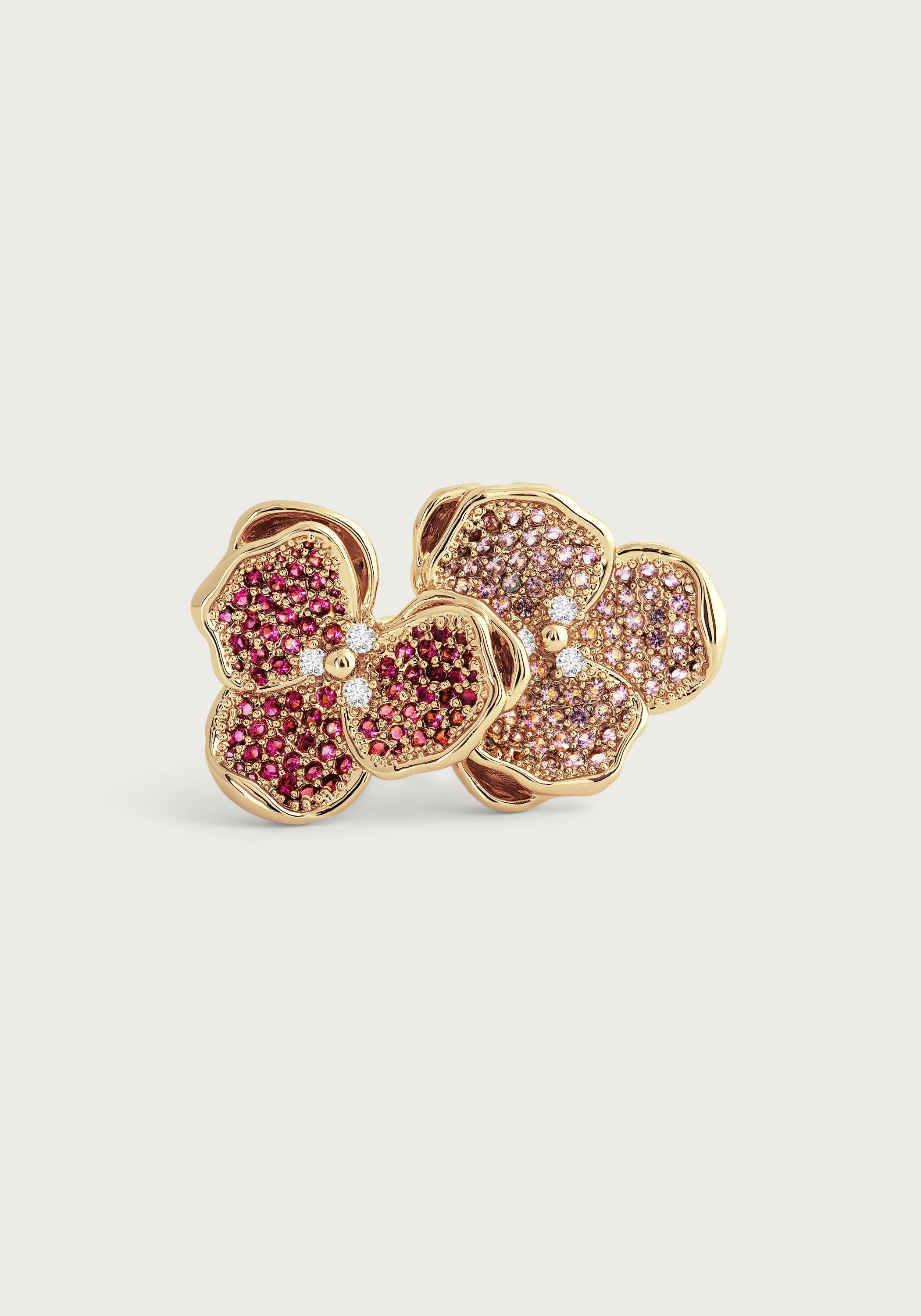 Double Orchid Pave Ring - Anabel Aram