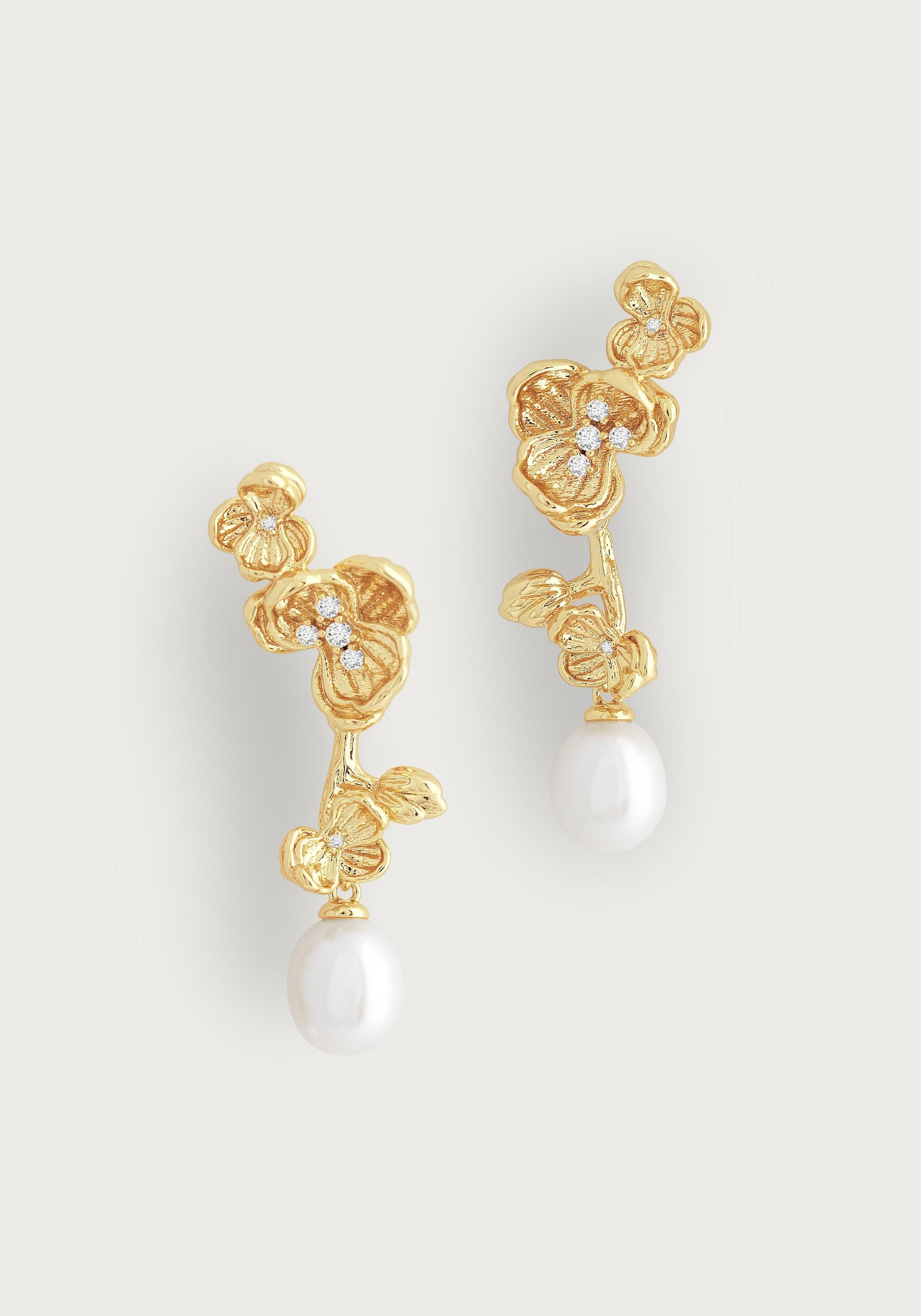 Orchid With Pearl Drop Earrings - Anabel Aram