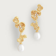 Orchid With Pearl Drop Earrings