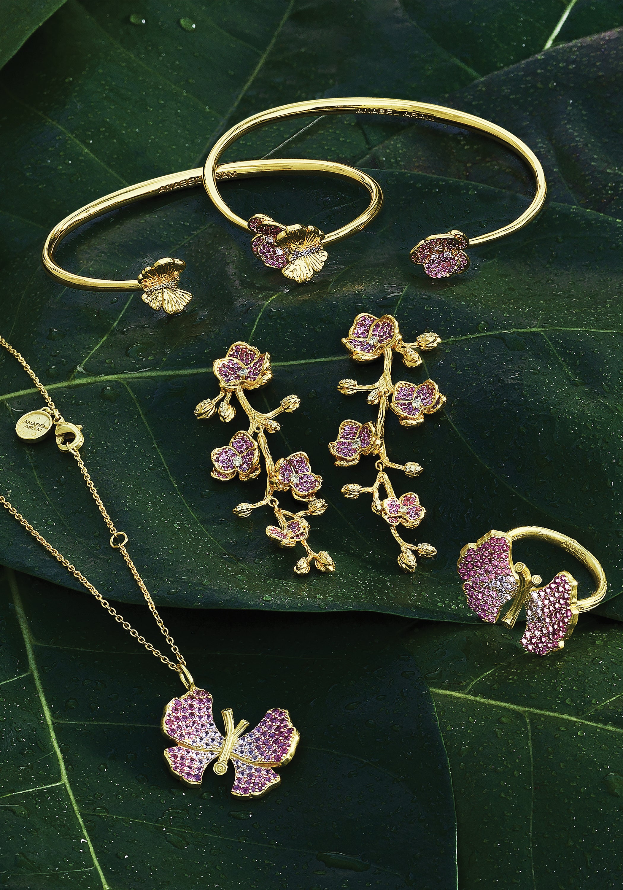 Orchid Pavé Fuchsia And Pale Pink Crystal Bangle