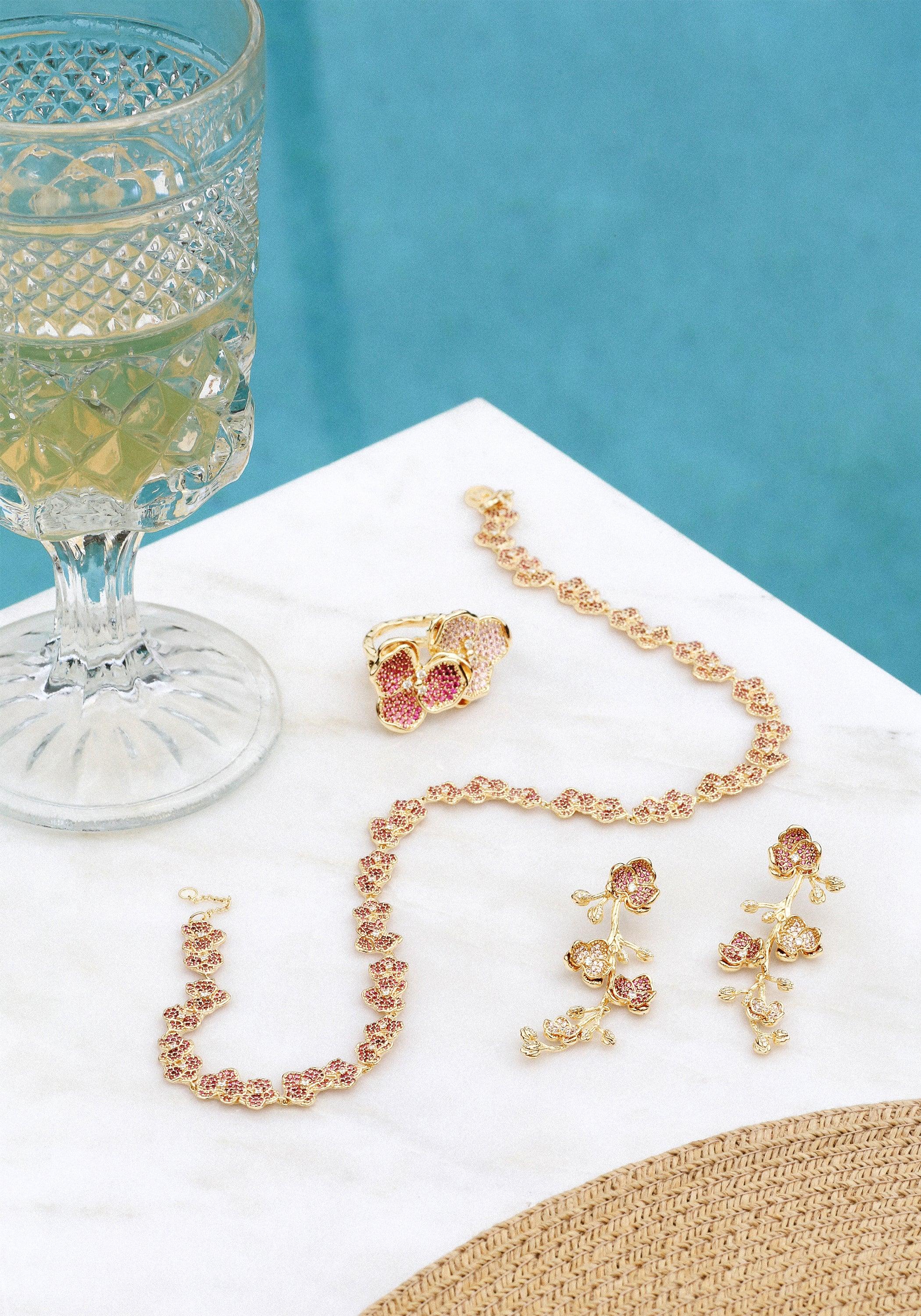 Orchid Pink Pavé Dangle Earrings