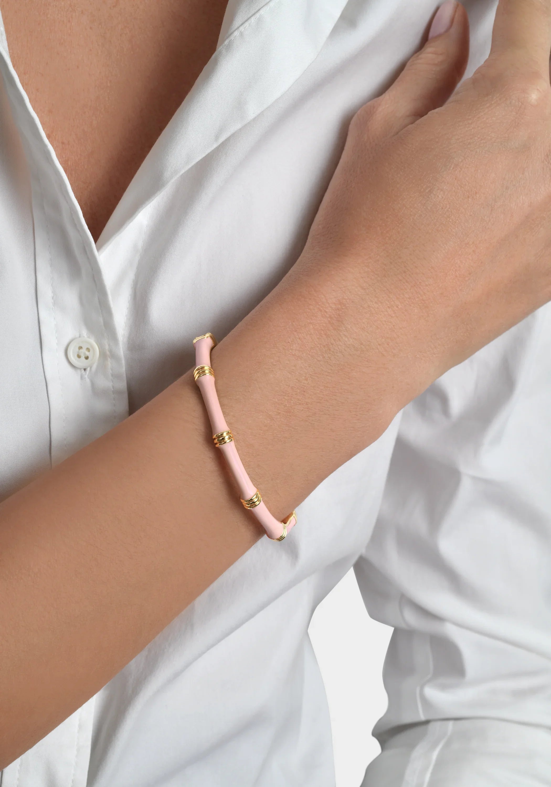 Bamboo Enameled Hinged Bangle