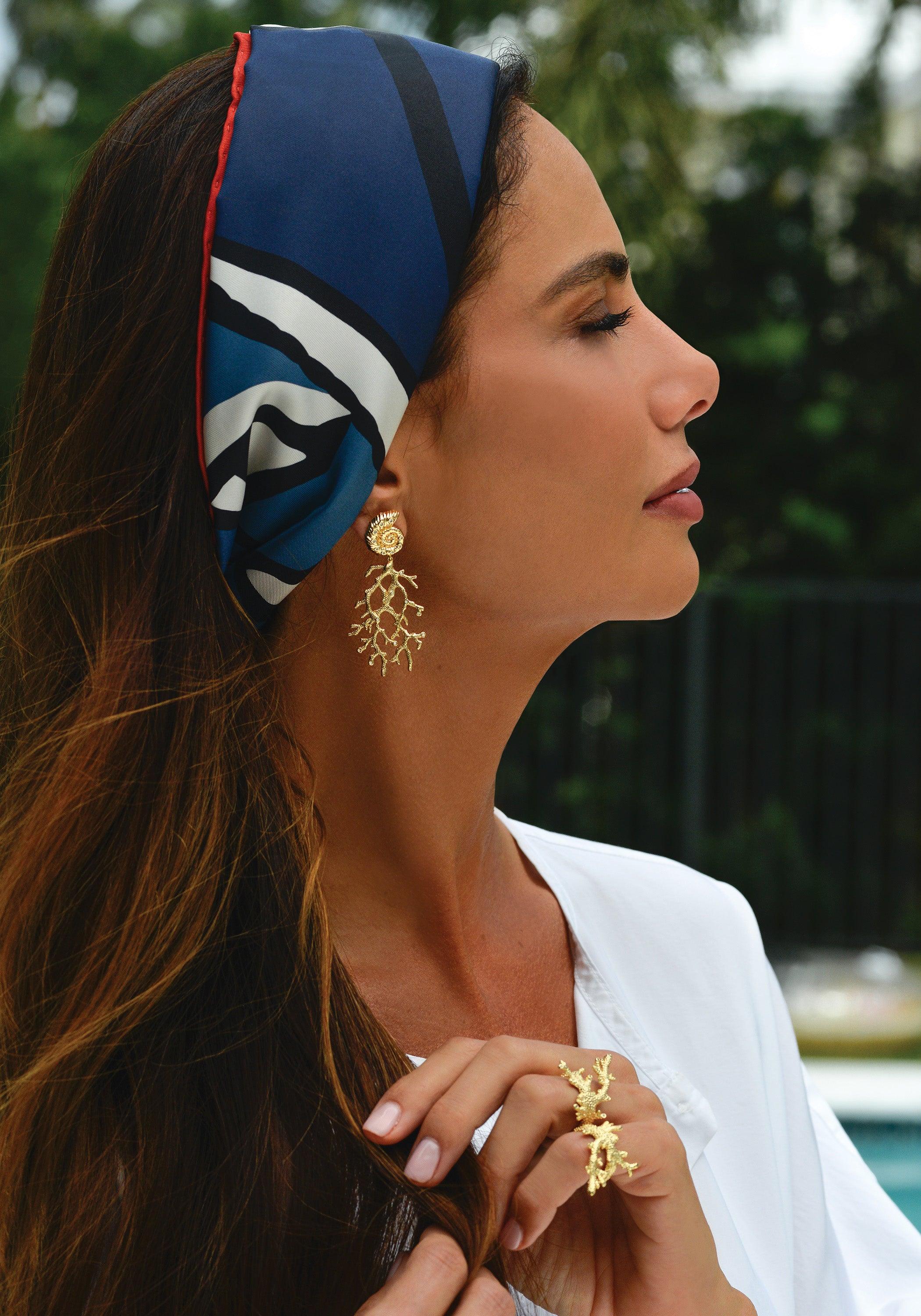 Shell With Coral Drop Earrings - Anabel Aram