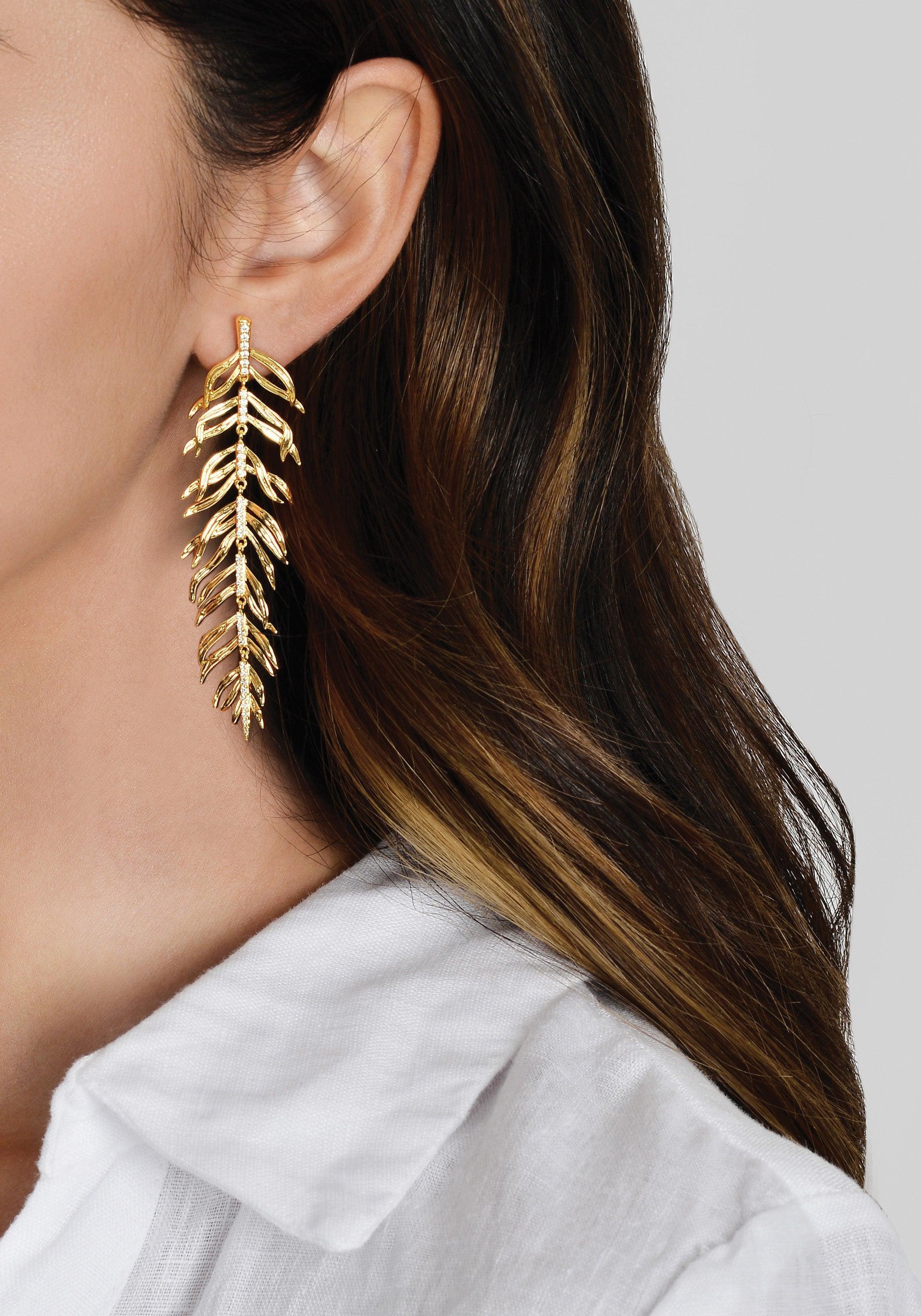 Palm Leaves Dangle Earrings - Anabel Aram