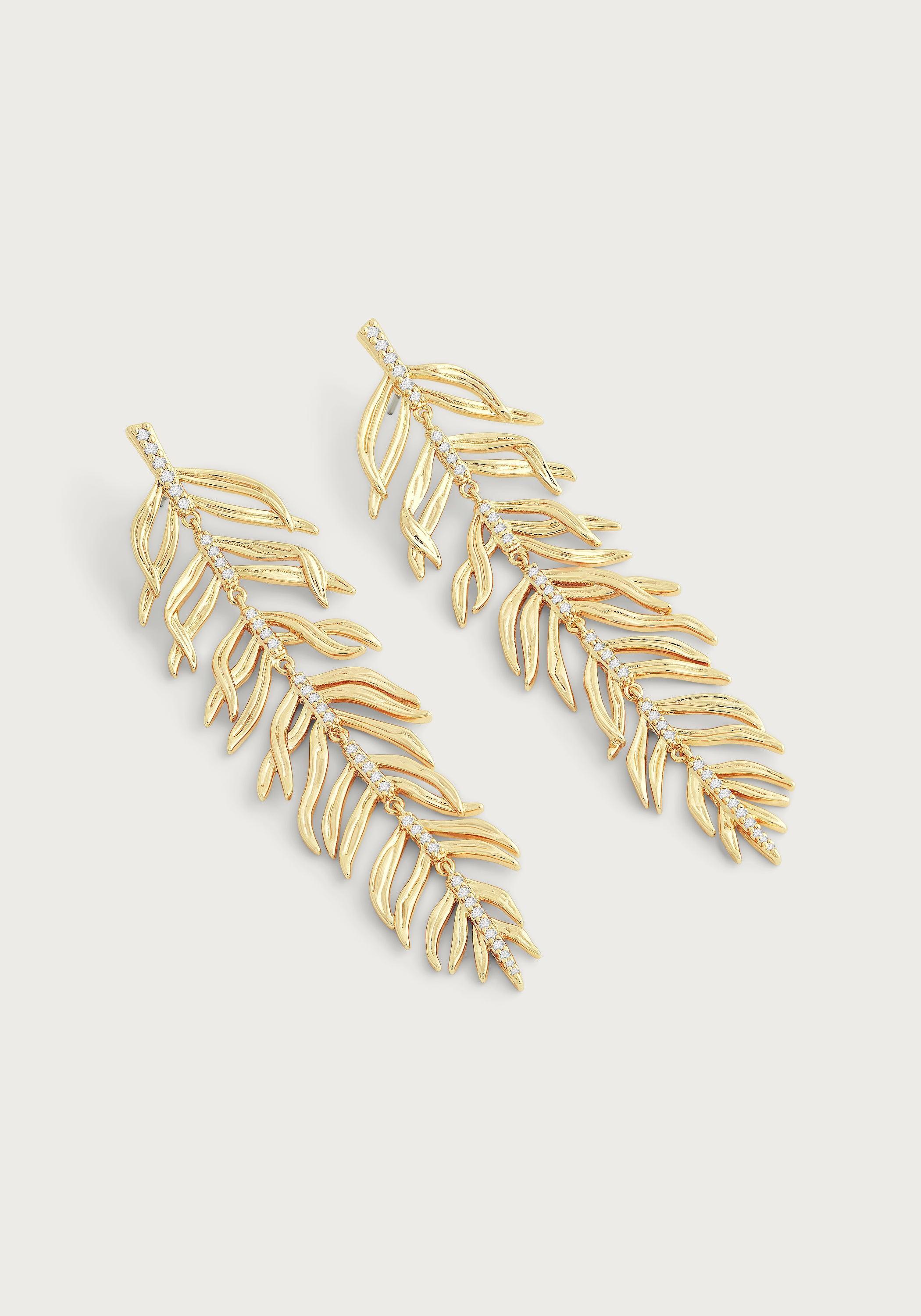 Palm Leaves Dangle Earrings - Anabel Aram